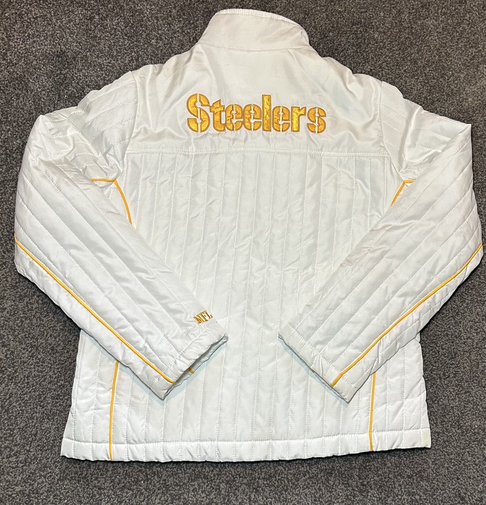 NFL Vintage 2010s Pittsburgh Steelers White Quilted Jacket Size M / US 6-8 / IT 42-44 - 2 Thumbnail