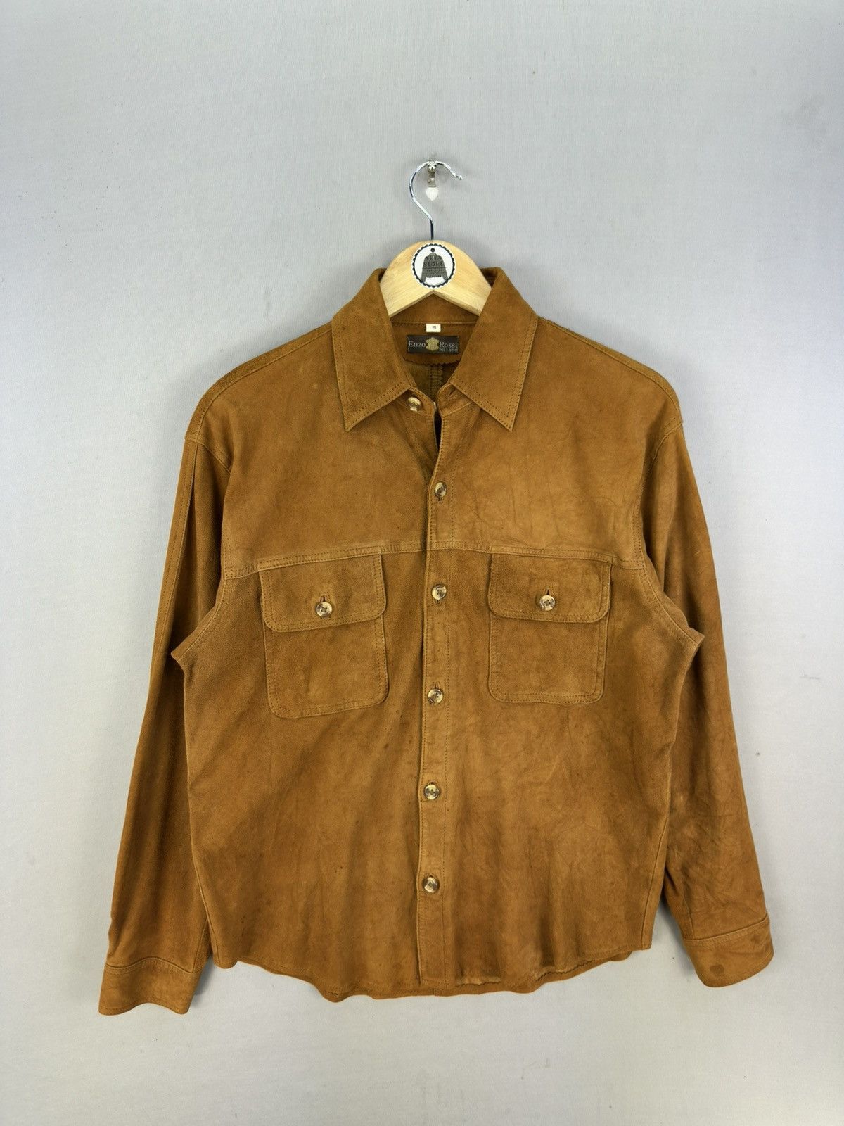 Japanese Brand Enzo Rossi Milano Flannel Shirt Lamb Skin Leather Jacket Size US M / EU 48-50 / 2 - 1 Thumbnail