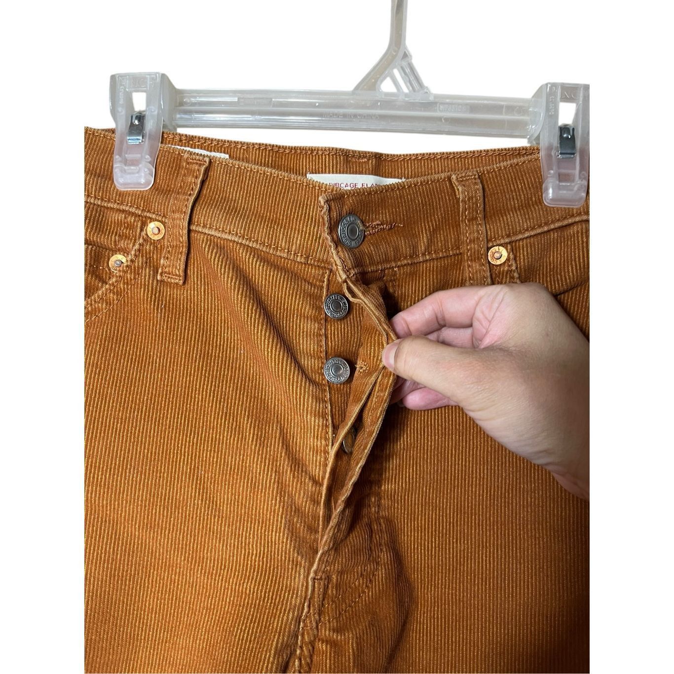 Levi's Levis Ribcage Flare Button Fly Brown Corduroy Pants Boho 70s Size 26" / US 2 / IT 38 - 5 Thumbnail
