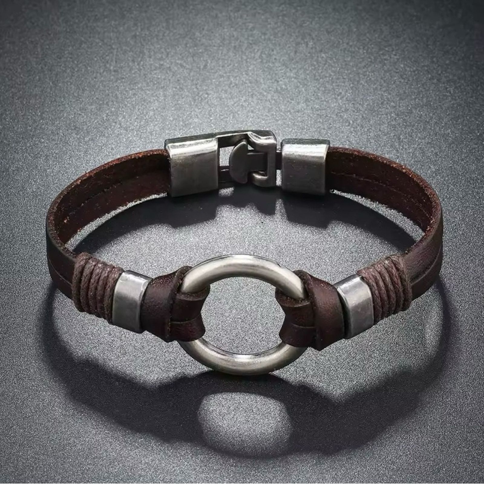 Other Men’s Genuine Leather Bracelet for Men 8” Size ONE SIZE - 3 Thumbnail
