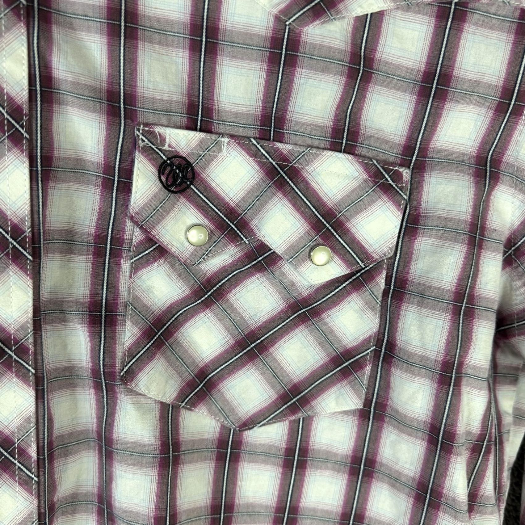 Wrangler VINTAGE Wrangler Western Shirt Mens Large Purple White Plaid Pearl Snap Long Sleeve Size US L / EU 52-54 / 3 - 3 Thumbnail
