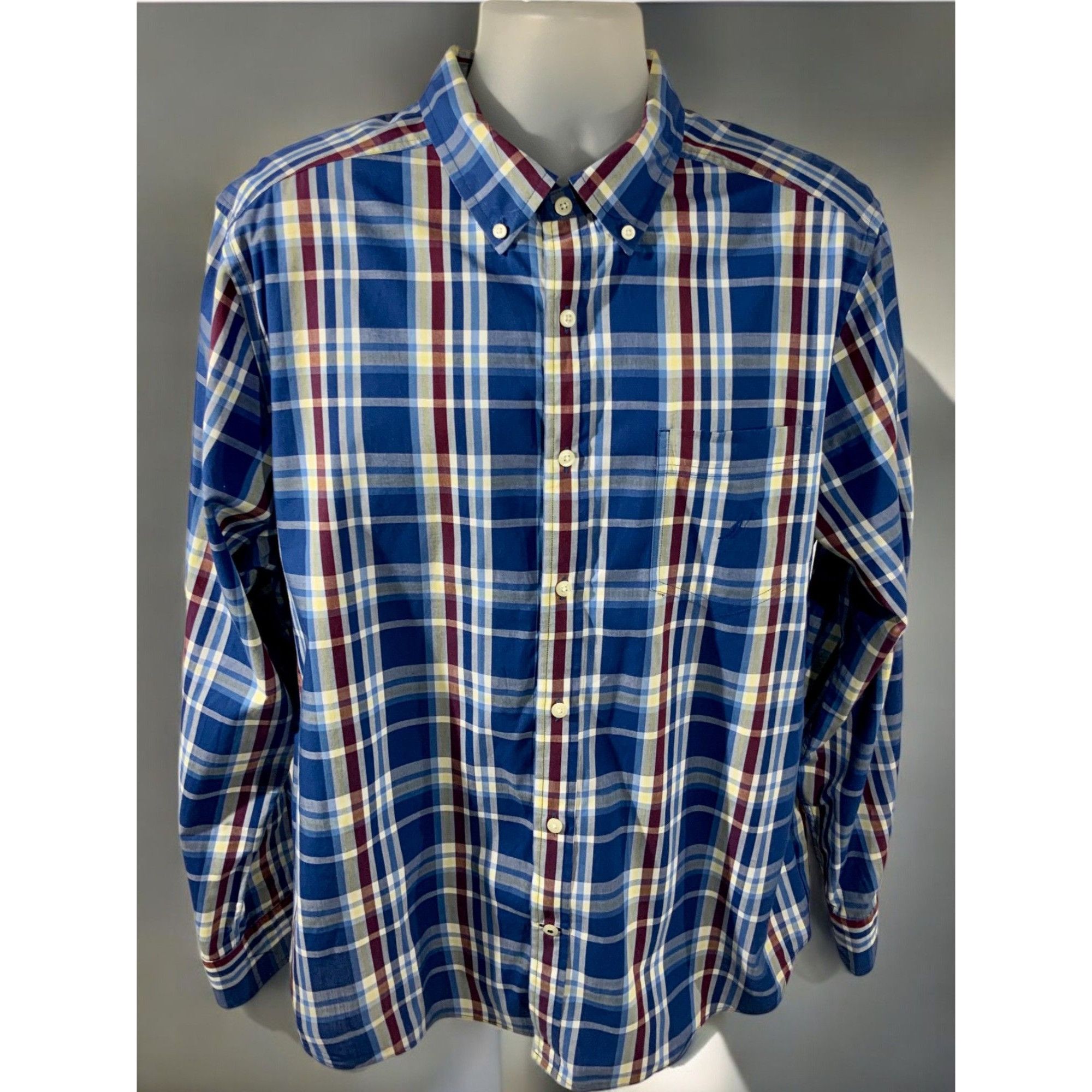 Nautica Nautica Mens Long Sleeve Limoges Blue Plaid Button Up Shirt Size US XL / EU 56 / 4 - 10 Thumbnail