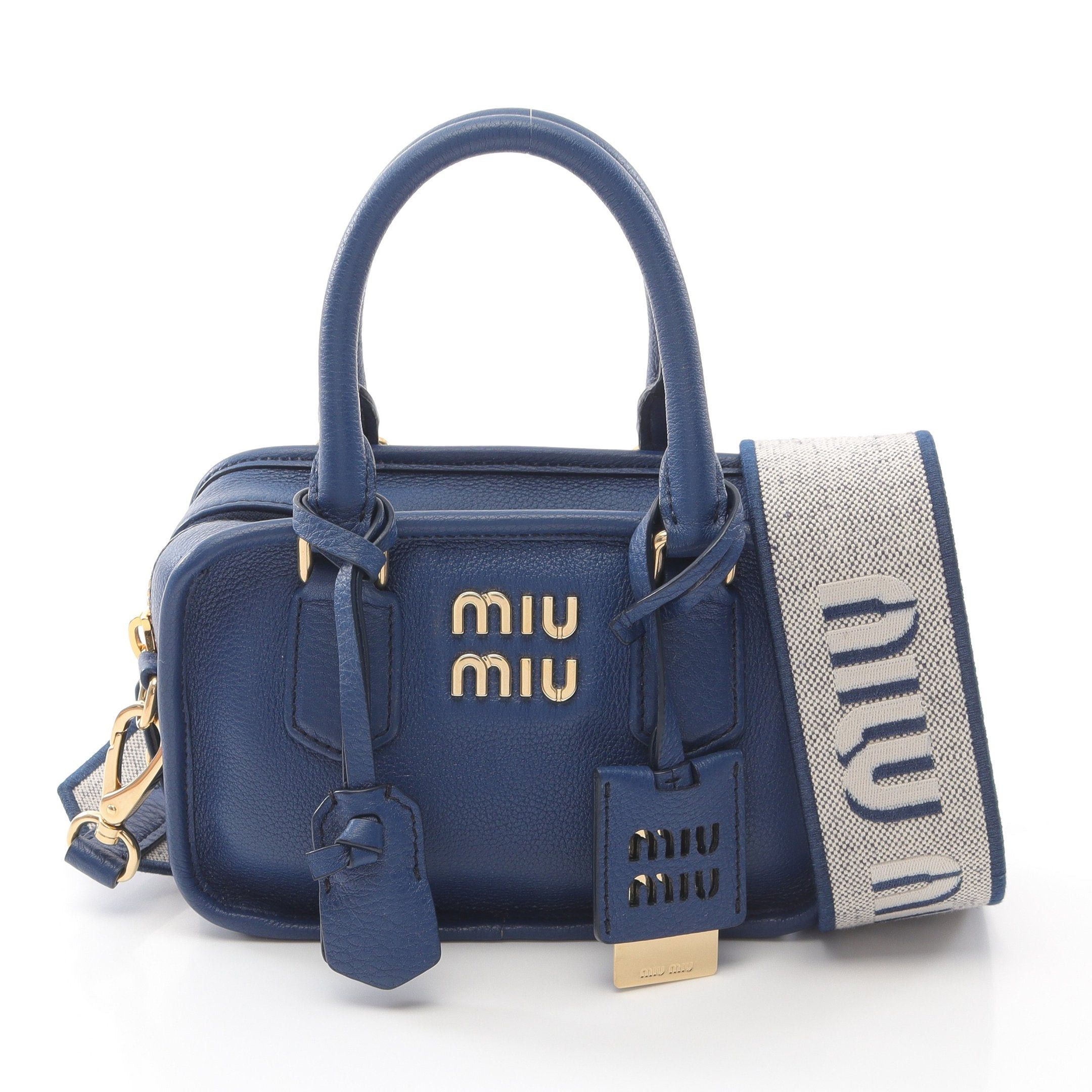Miu Miu Miu Miu Soft Handbag Leather Dark Blue Size ONE SIZE - 1 Thumbnail