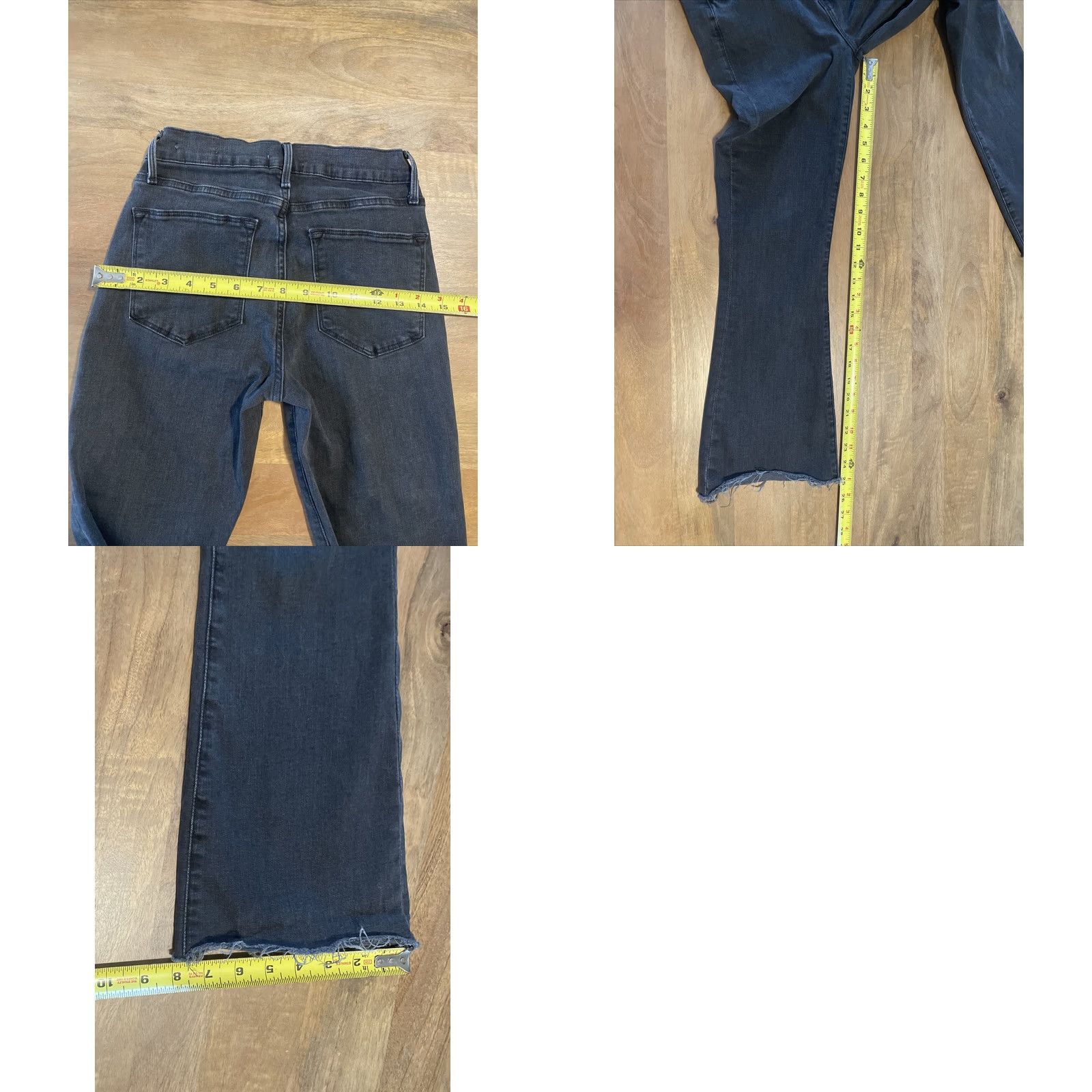 Frame FRAME Le High Flare Jeans Women's 25 Denim Pants Black 70s Gothic Hippie Stretch High Rise 25x22 in Inseam 25 in Mens? Womens Size 42" / US 20 - 8 Thumbnail