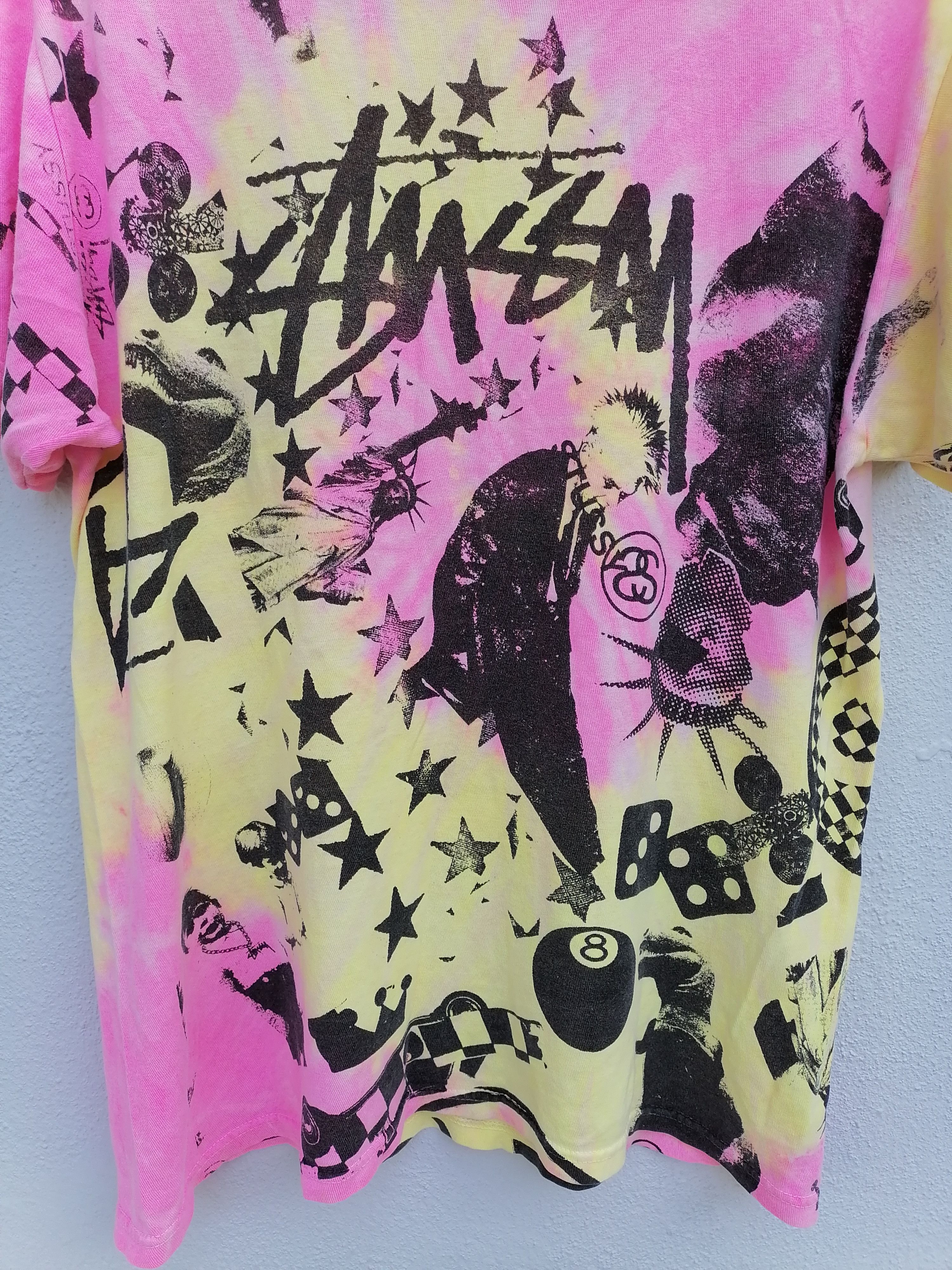 Stussy × Vintage Vintage Stussy Pink Classic College Tie Dye T-shirt Size US S / EU 44-46 / 1 - 2 Thumbnail