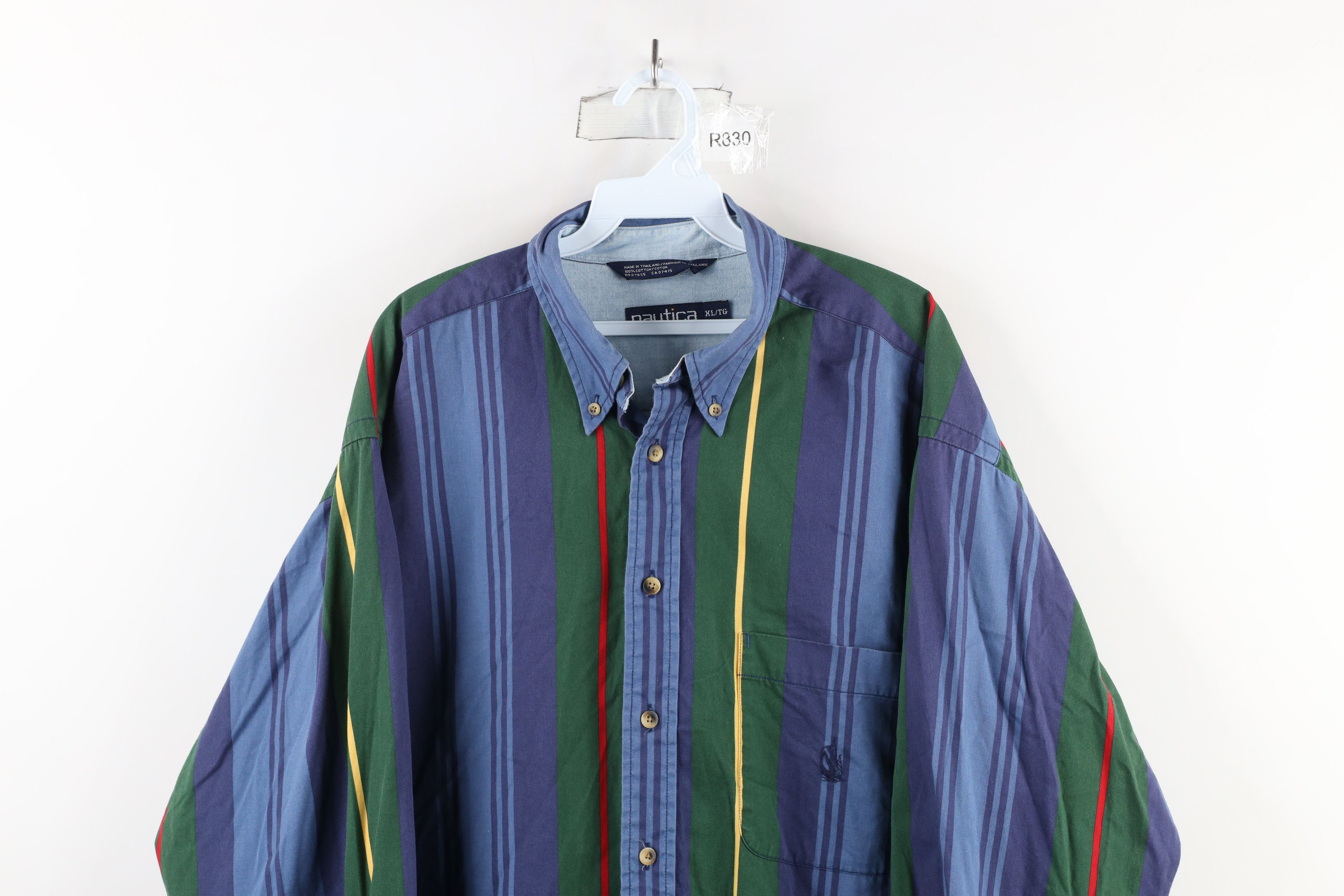 Nautica × Vintage Vintage 90s Nautica Striped Collared Button Down Shirt Size US XL / EU 56 / 4 - 2 Thumbnail