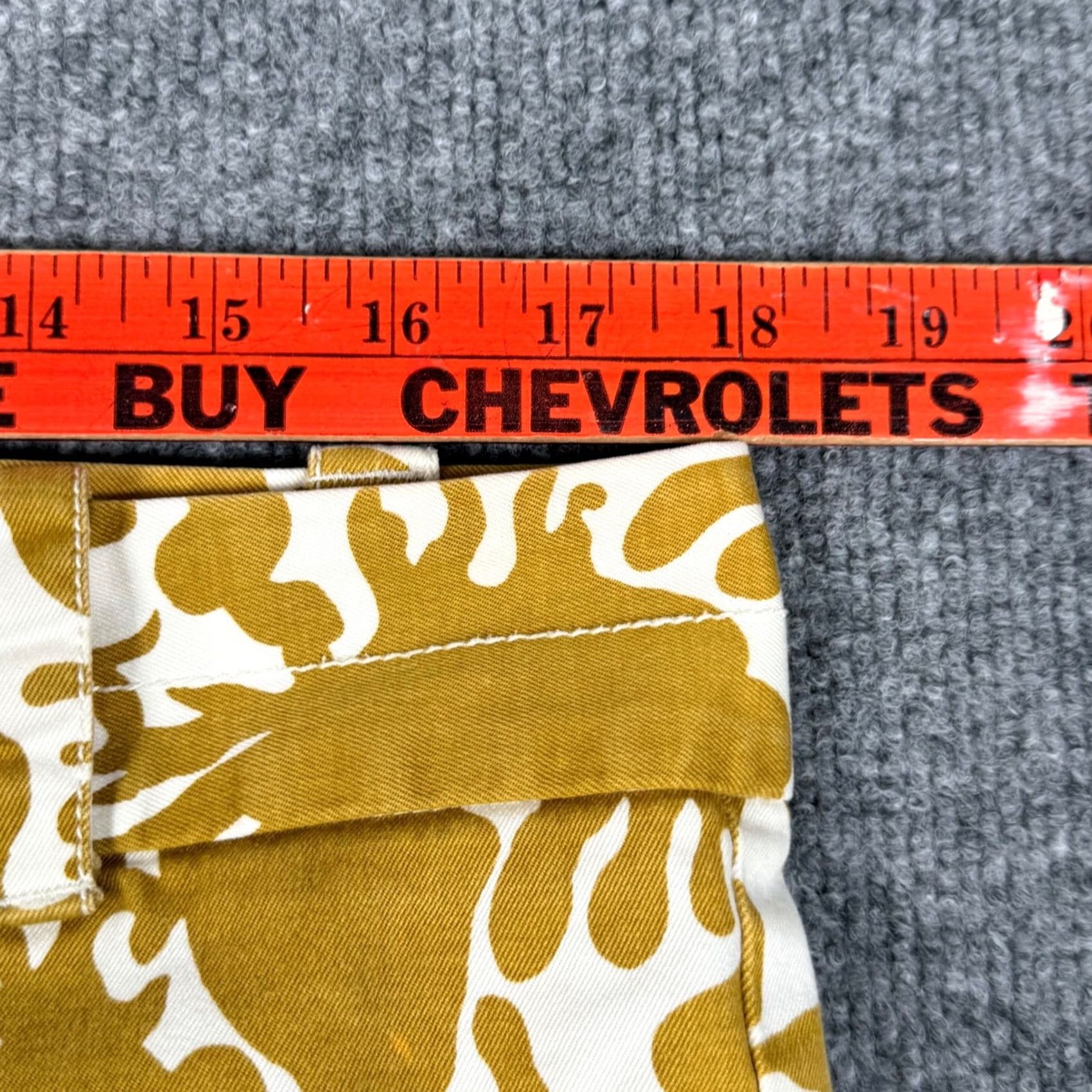 J.Crew J.CREW City Fit Stretch Capri Pants Women's 12 White Floral Mustard Cropped Casual Pockets Twill Cotton Blend) Size 34" / US 12 / IT 48 - 6 Thumbnail