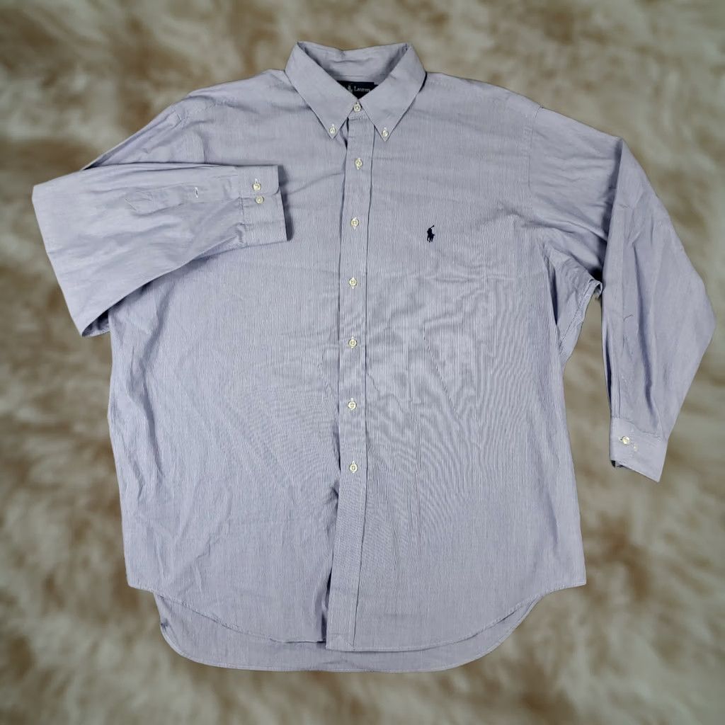 Ralph Lauren Ralph Lauren Shirt Mens 17.5 Blue Pony Dress Button Up Long Sleeve Casual Business Formal Wedding Size 48R - 1 Thumbnail
