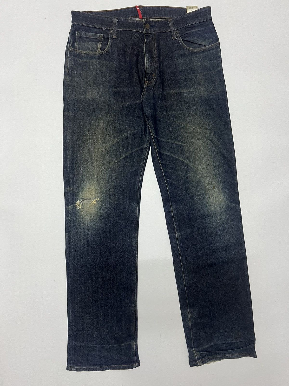 Uniqlo Uniqlo UJ Dark Blue Wash Distressed Denim Size US 34 / EU 50 - 2 Thumbnail