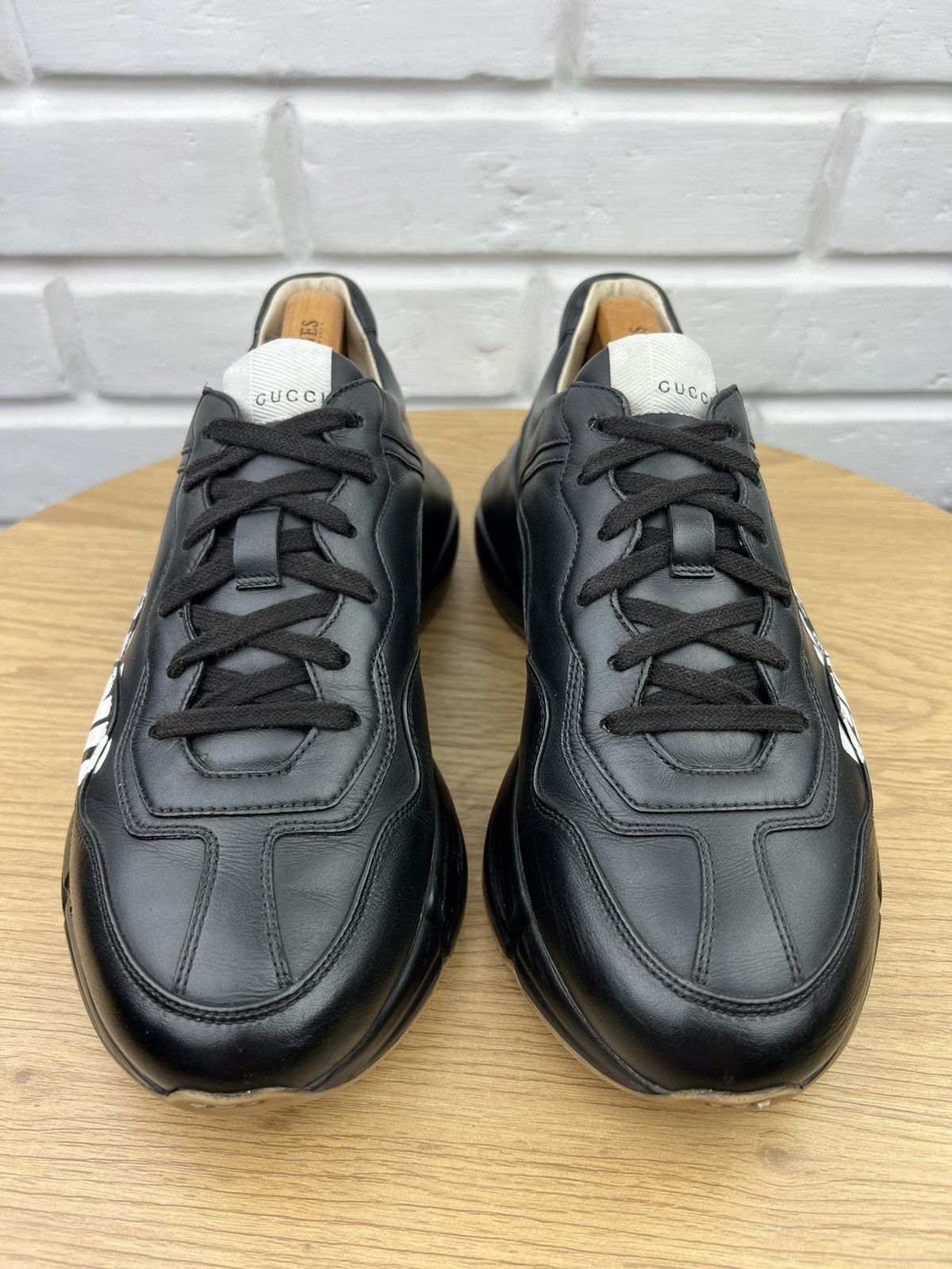 Gucci GUCCI Sneakers Leather Shoes Rhyton "Gucci Band" Black Men’s Size US 8.5 / EU 41-42 - 4 Thumbnail