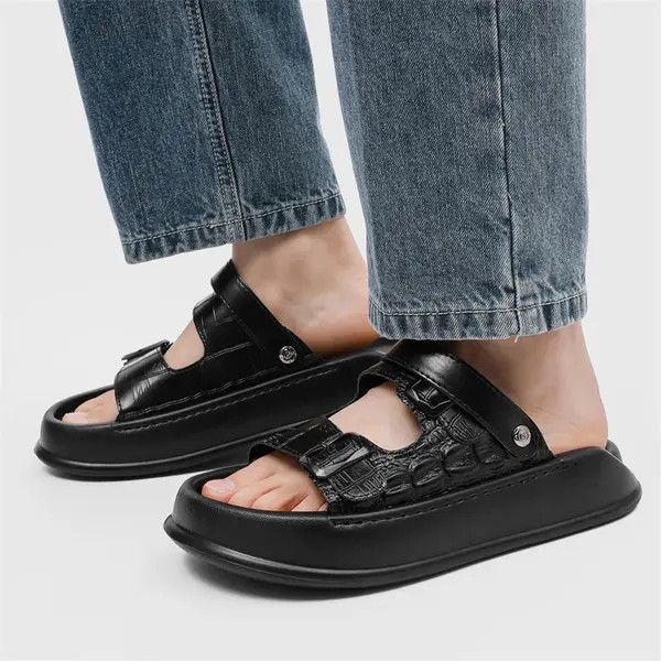 Other Stylish Black Crocodile Pattern Sandals Size US 9 / EU 42 - 7 Thumbnail