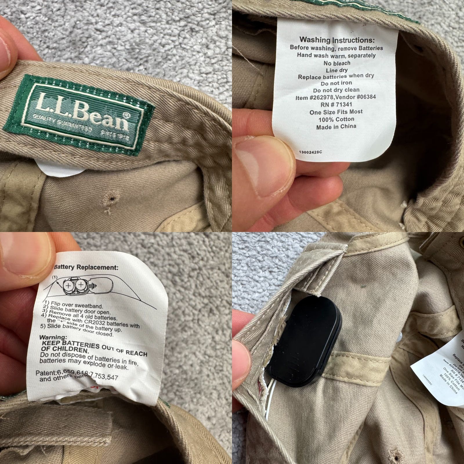 Vintage L.L. Bean Powercap LED Lighted Strapback Baseball Cap Hat Mens Tan Adjustable Cap Size ONE SIZE - 9 Thumbnail