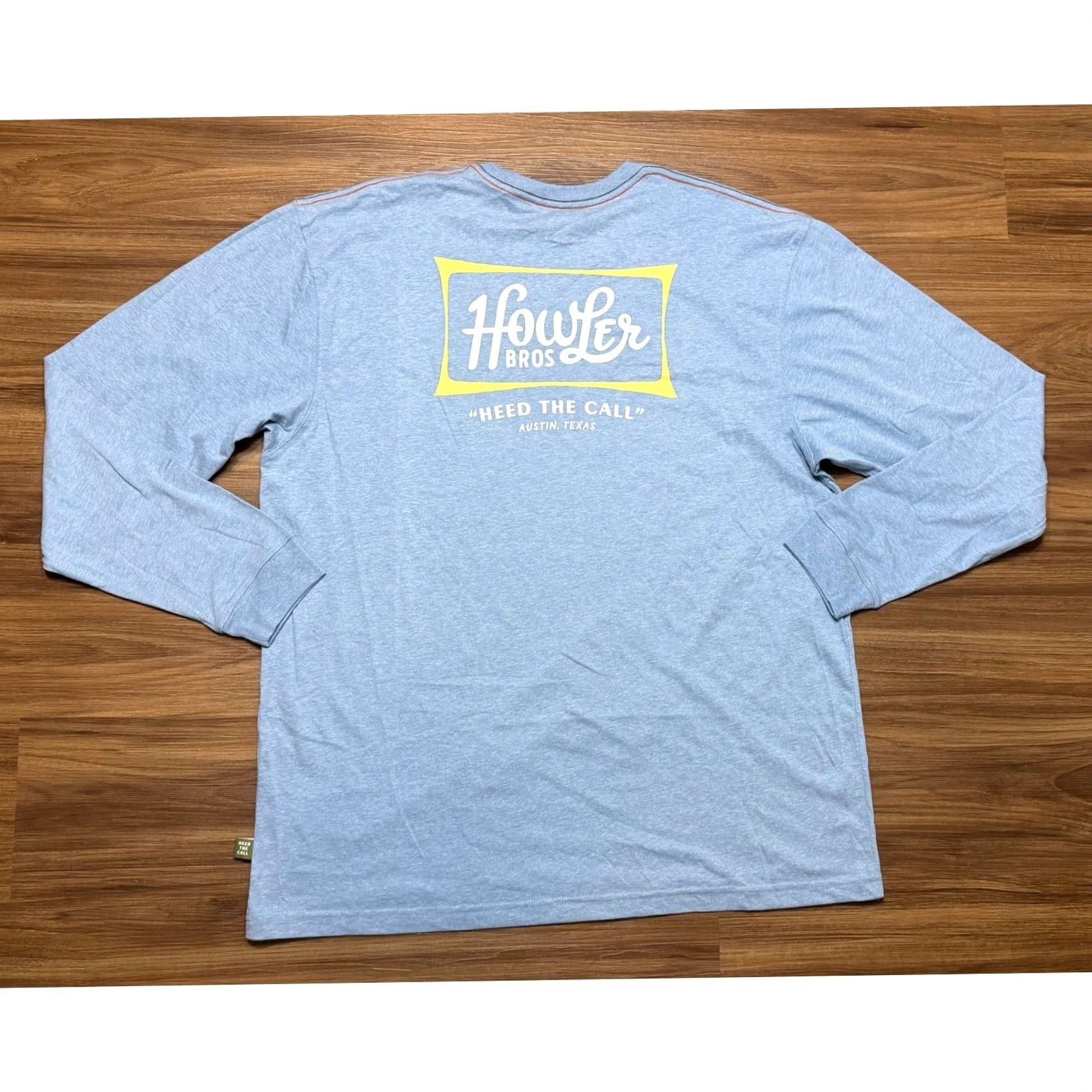 Vintage Howler Bros Mens Heed The Call Austin Texas Graphic LS T-Shirt Blue 2XL Size US XXL / EU 58 / 5 - 6 Thumbnail