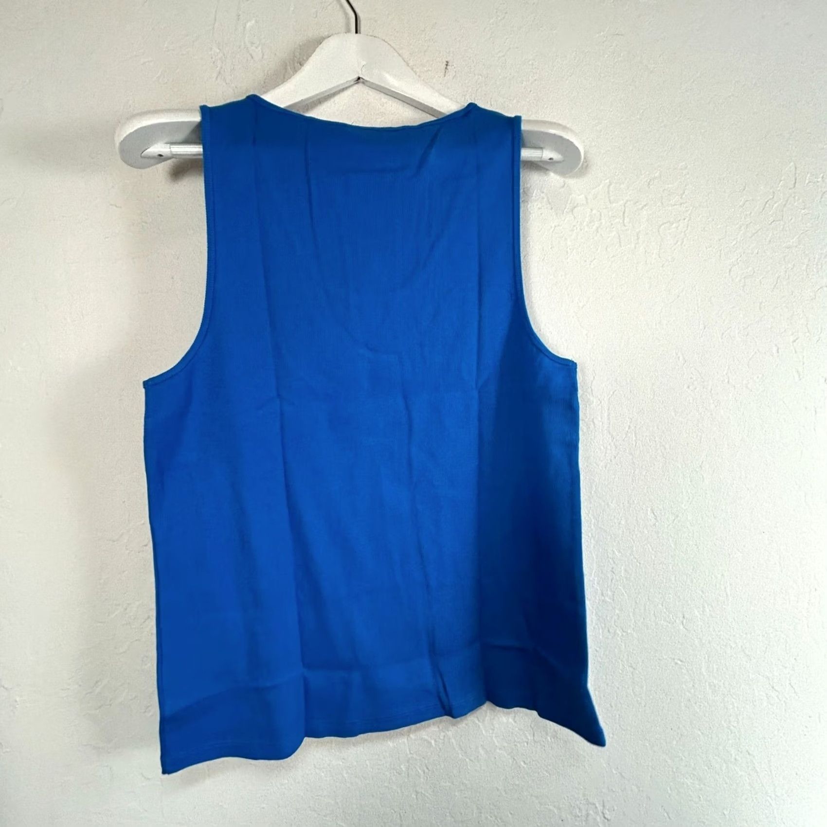 J.Crew J.Crew Women's Tank Top XXL Blue Scoop Neck Casual Ribbed Cotton Style AY276 Size XXL / US 16-18 / IT 52-54 - 2 Thumbnail
