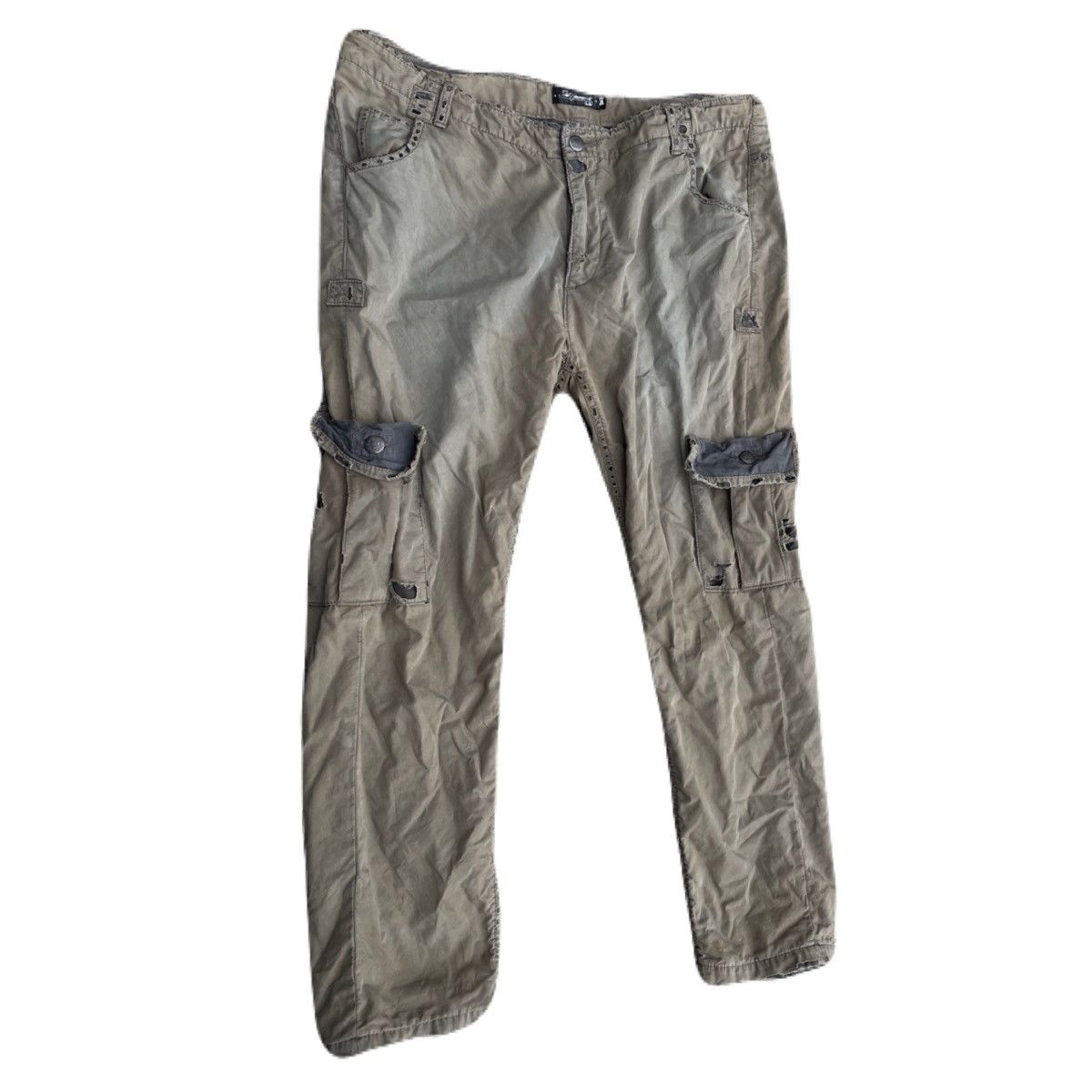 If Six Was Nine 2000s Japanese archive Distressed Design Cargo Pants Y2K Size US 33 - 3 Thumbnail