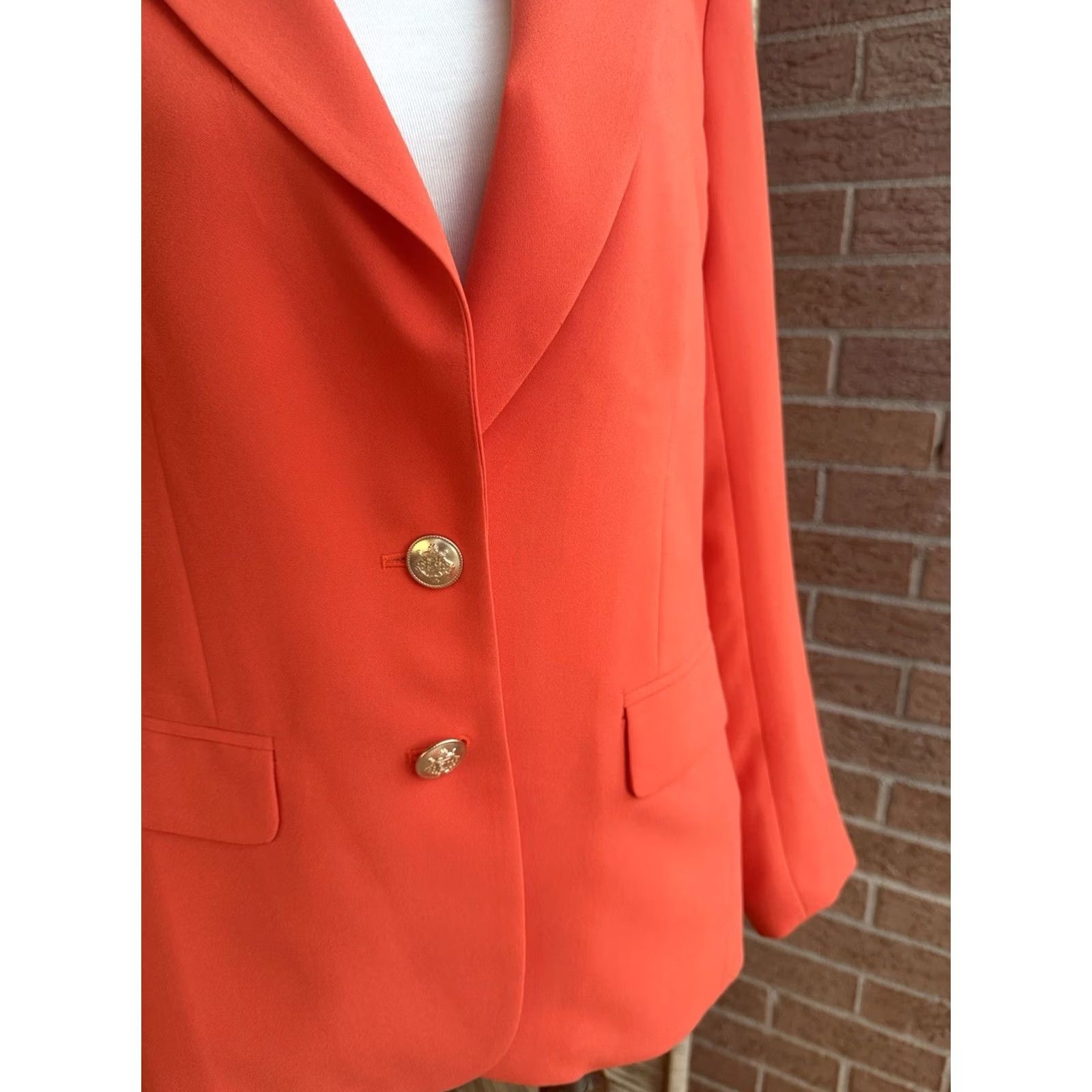 J.Crew J.Crew Willa Blazer Womens 6 Orange Gold Button Lined Career Jacket Shirt Size M / US 6-8 / IT 42-44 - 4 Thumbnail