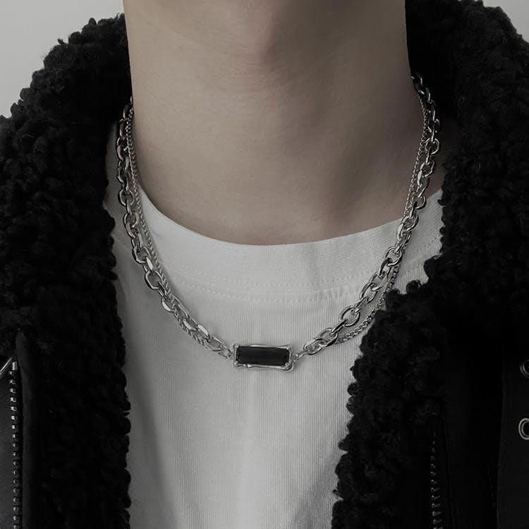 Jewelry Gemstone Necklace in Silver, Men's