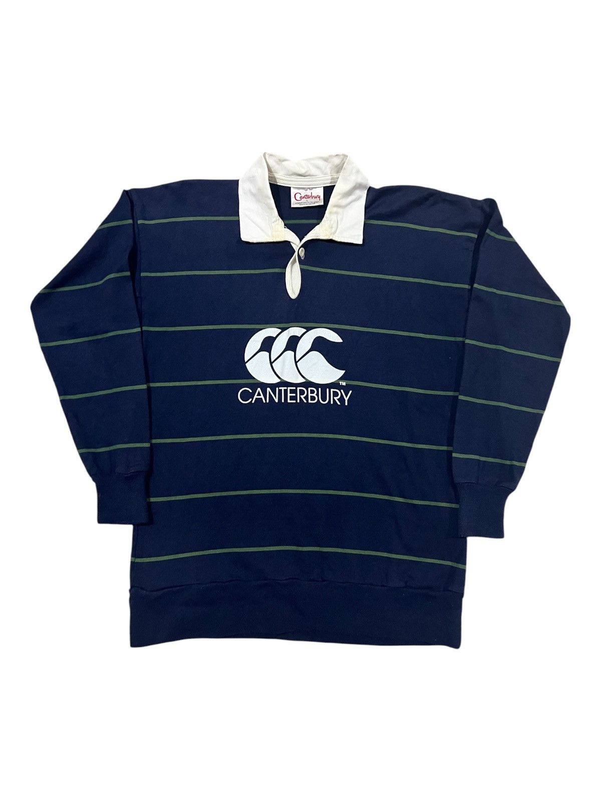 Canterbury of New Zealand × Vintage OG 1990s Canterbury New Zealand Big Logo Striped Sweatshirt Size US M / EU 48-50 / 2 - 1 Thumbnail