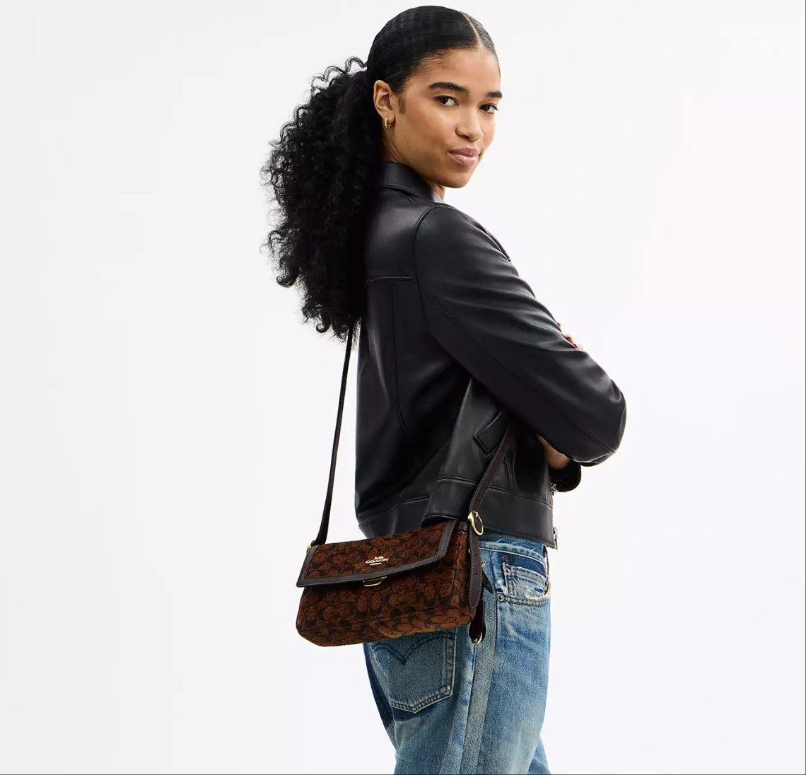 Coach Etta Small Flap Shoulder Bag In Signature Chenille CCV65 Size ONE SIZE - 8 Thumbnail