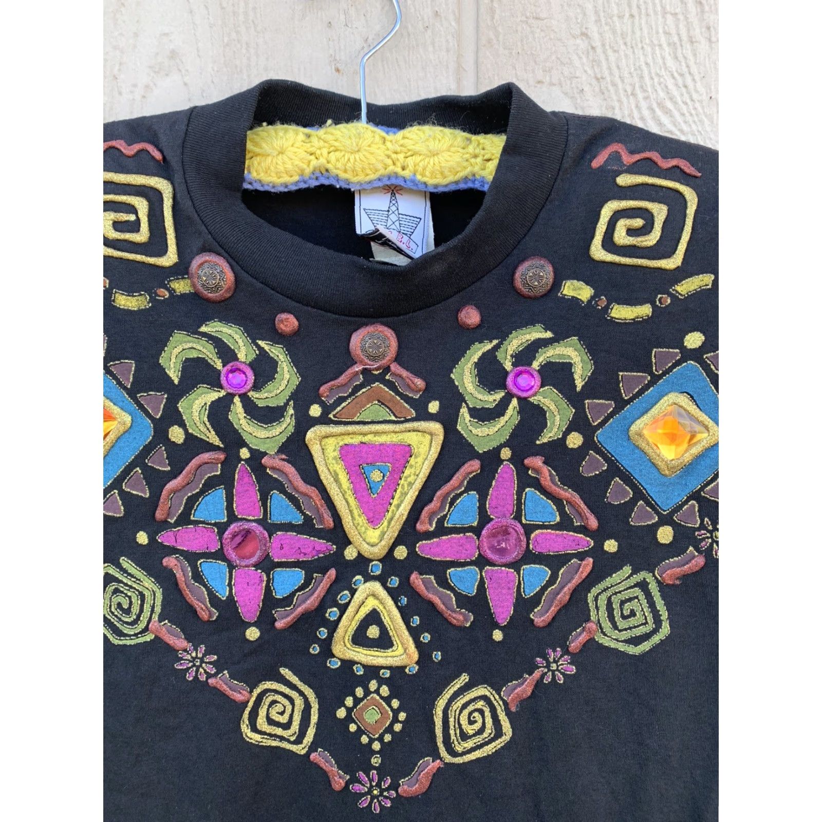 Vintage VINTAGE K.W.B.L. Los Angeles wearable art tshirt ONE SIZE 90s 1990s Black Shirt Mens Women’s Girls Boys Size ONE SIZE - 5 Thumbnail