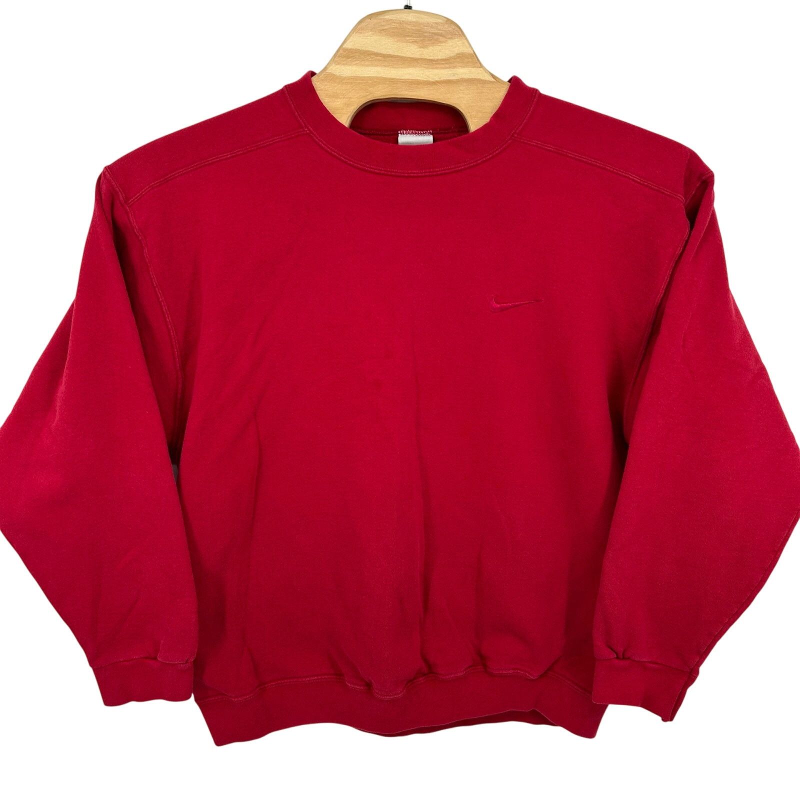Nike Vtg 90s nike red burgundy tonal swoosh crewneck sweatshirt Size US L / EU 52-54 / 3 - 2 Thumbnail