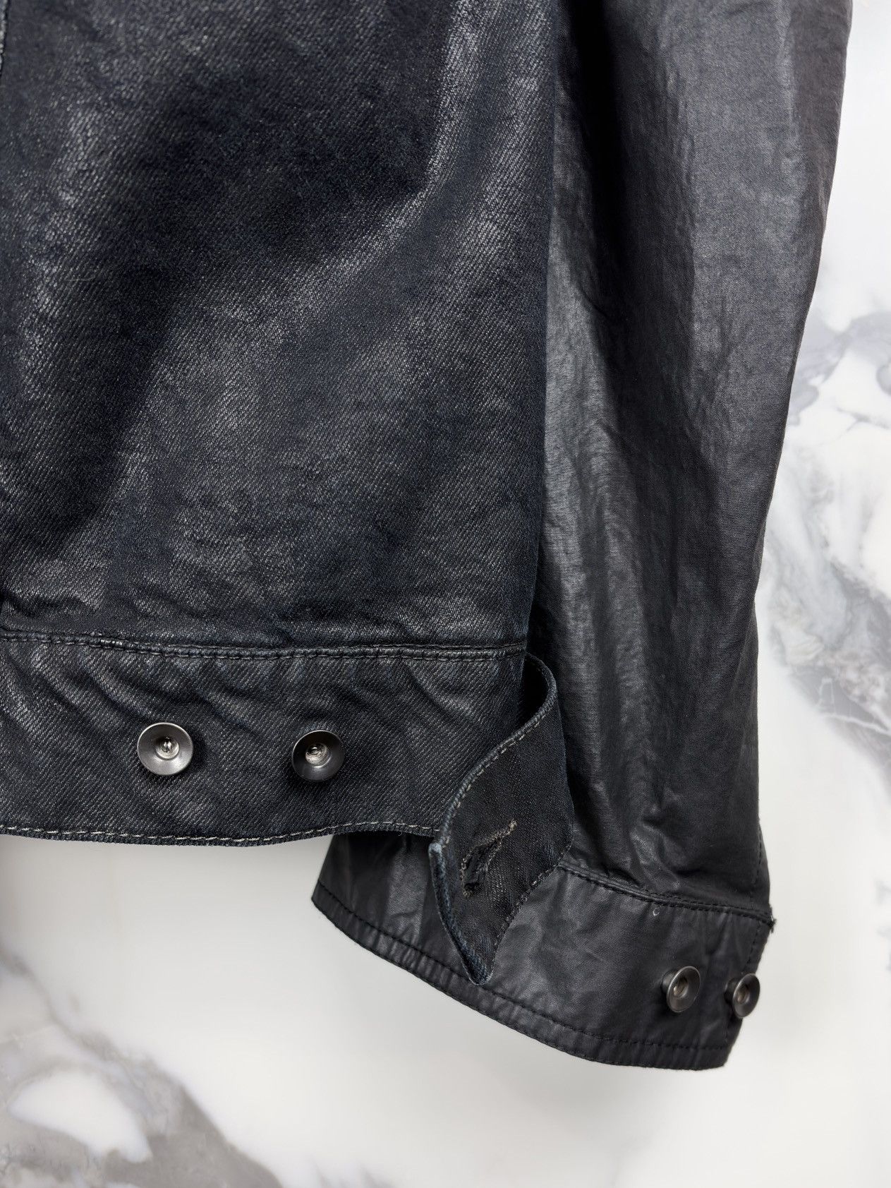 Rick Owens SS15 Rick Owens Black Scrub Waxed Denim Worker Jacket Size US XL / EU 56 / 4 - 4 Thumbnail