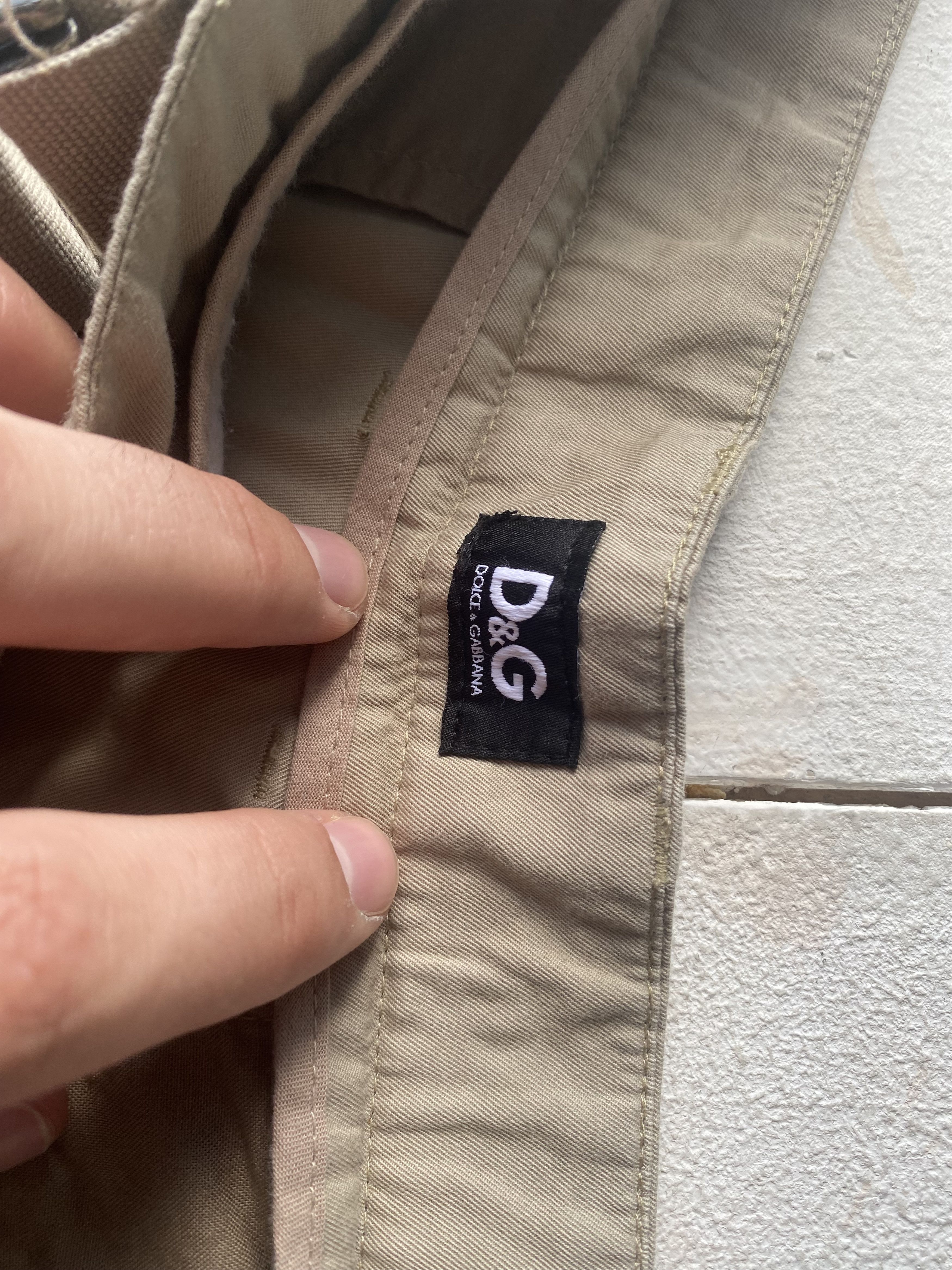 Dolce & Gabbana × Vintage 90s Dolce Gabbana Beige Striped Belted Designer Pants 34 Size US 34 / EU 50 - 8 Thumbnail