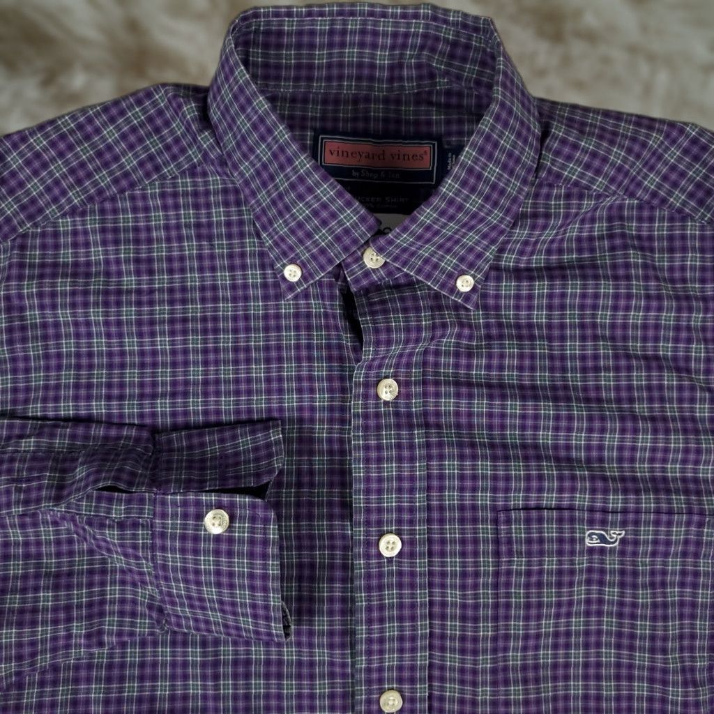 Vineyard Vines VINEYARD VINES Button-Up Shirt Mens Medium Purple Plaid Long Sleeve Casual Modern Preppy Size US M / EU 48-50 / 2 - 1 Thumbnail