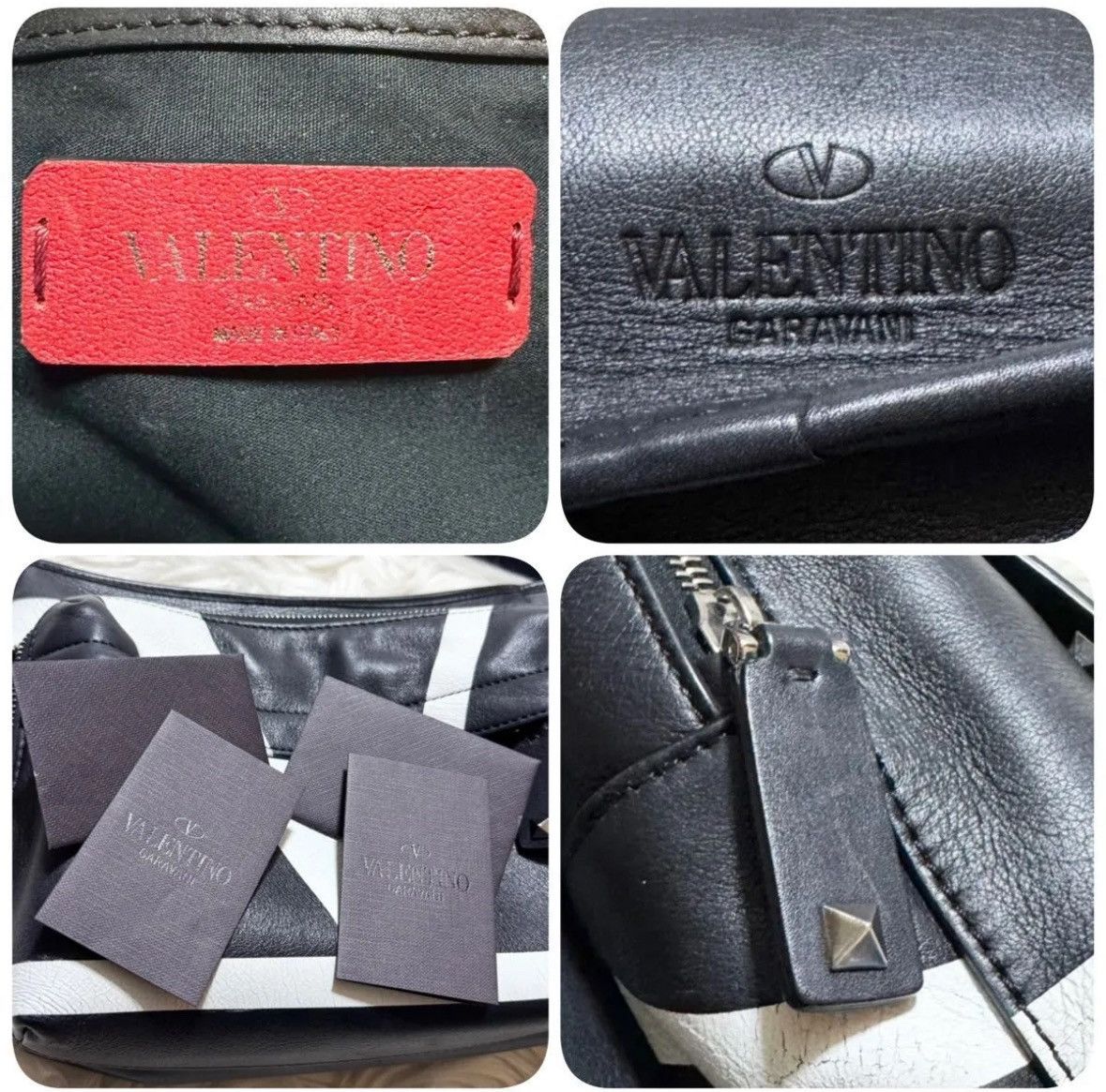 Valentino Valentino Studded Zip Giant V Logo Leather Sling Body Bag Size ONE SIZE - 2 Thumbnail