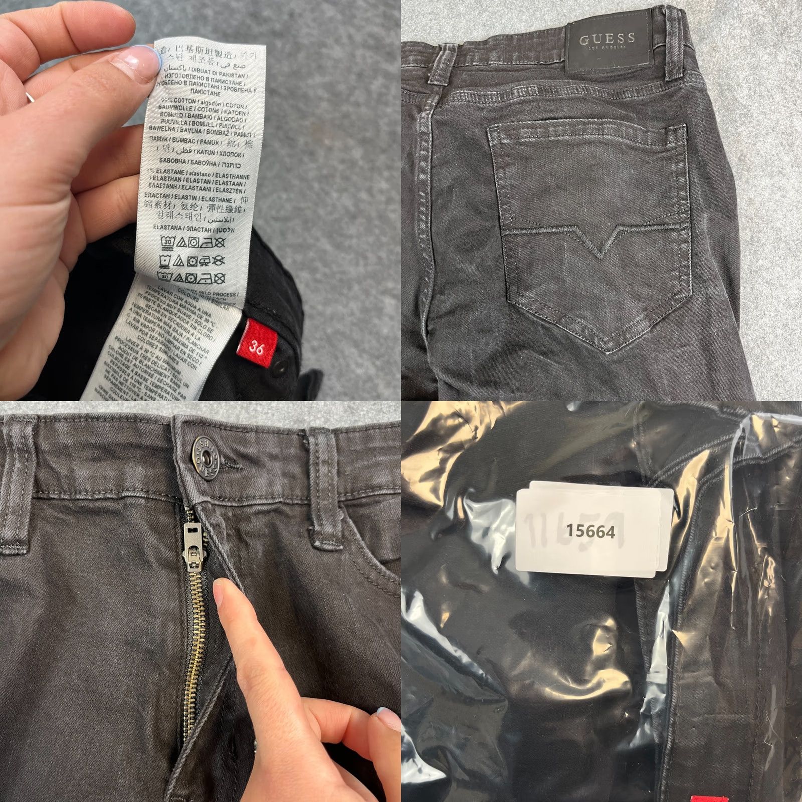 Guess GUESS Jeans Slim Tapered 36 Dark Black Distressed Stretch Denim Mens 5-Pocket Size US 36 / EU 52 - 9 Thumbnail