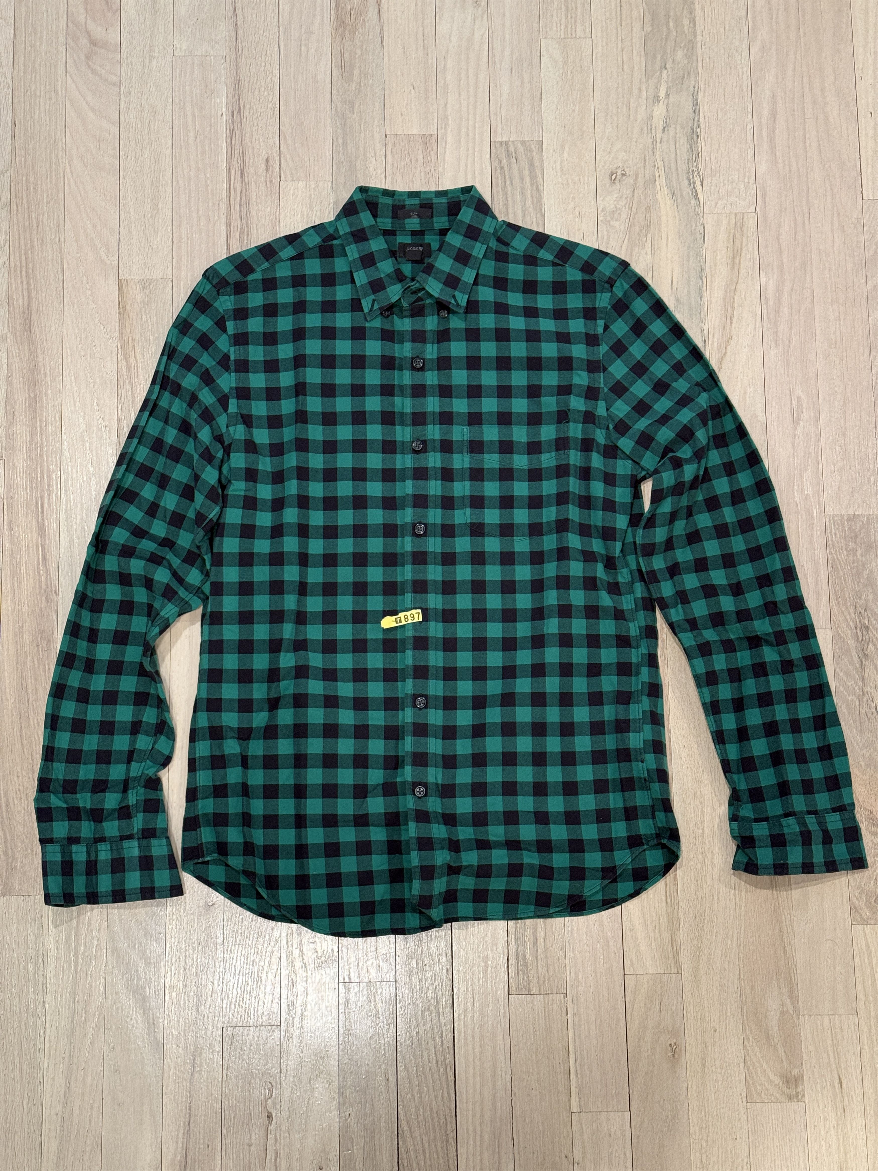 J.Crew J.Crew Green Buffalo Check Plain Oxford Cloth Button Down Size US M / EU 48-50 / 2 - 1 Thumbnail