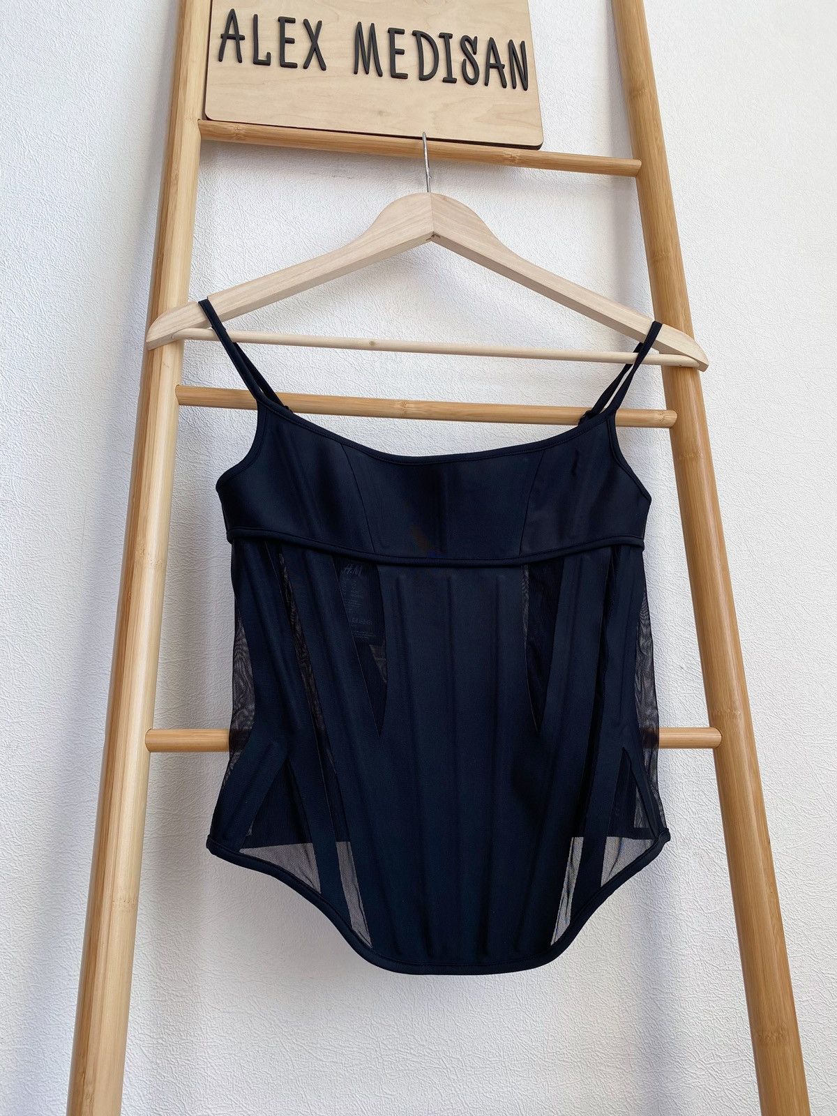 Mugler Mugler x H&M Mesh-Paneled Corset Top Black Size XS Size XS / US 0-2 / IT 36-38 - 7 Thumbnail