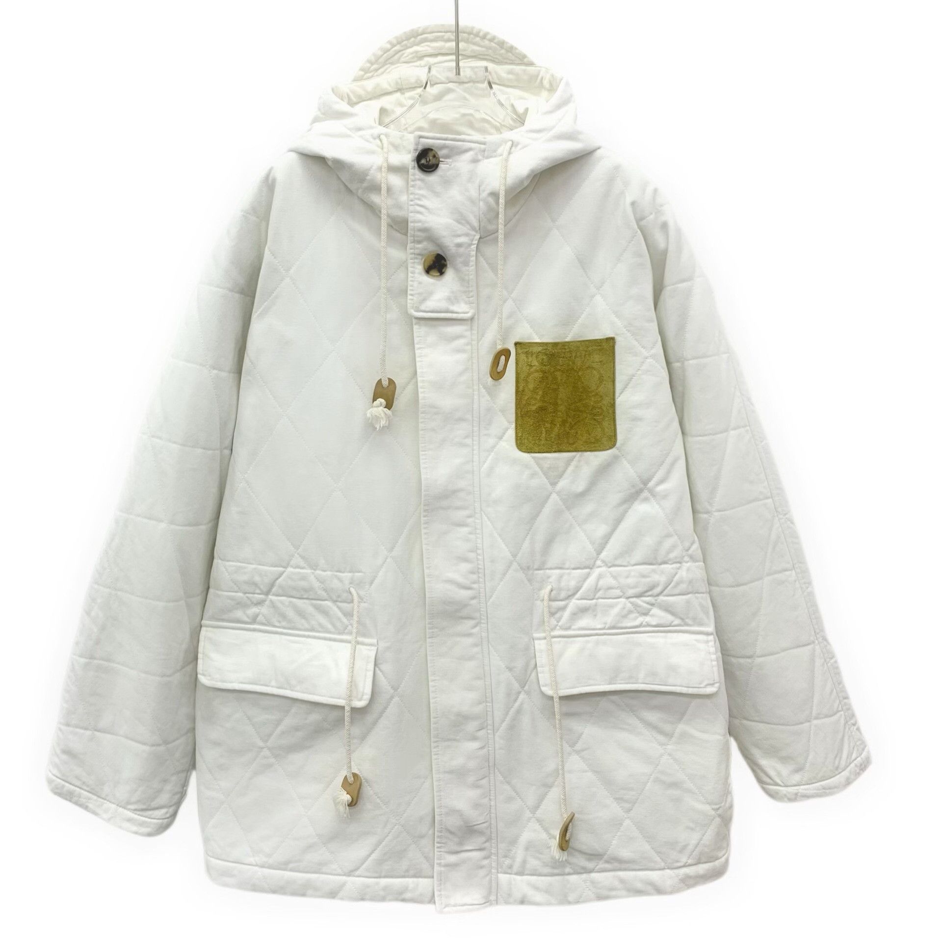 Loewe Loewe White Diamond Quilted Cotton Hooded Jacket Size US L / EU 52-54 / 3 - 1 Thumbnail