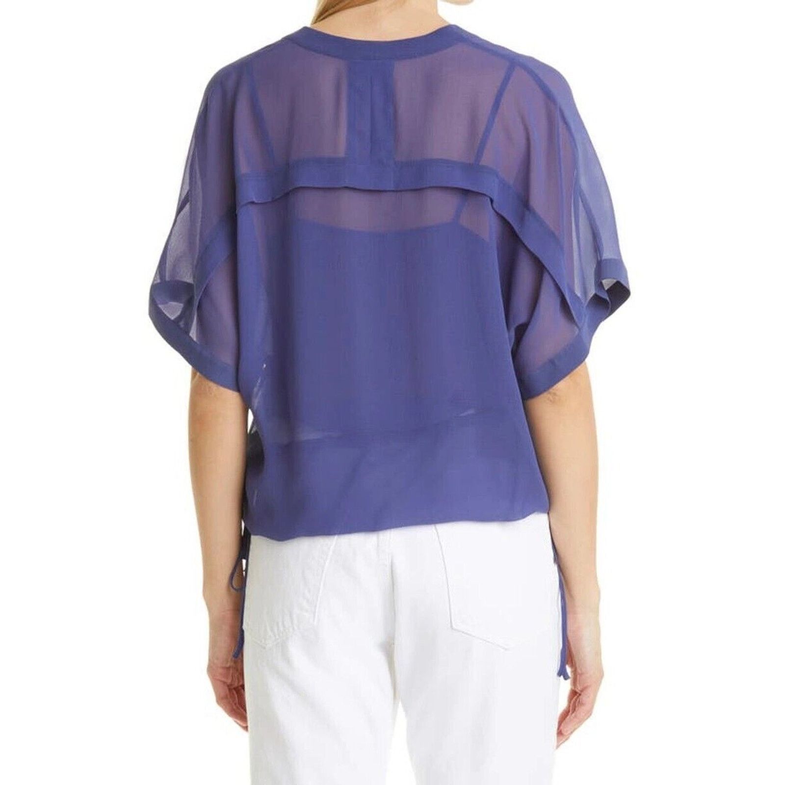 Rag & Bone Rag & Bone Women Blue Mesh Relaxed V-neck Blouse Size S Size S / US 4 / IT 40 - 2 Thumbnail