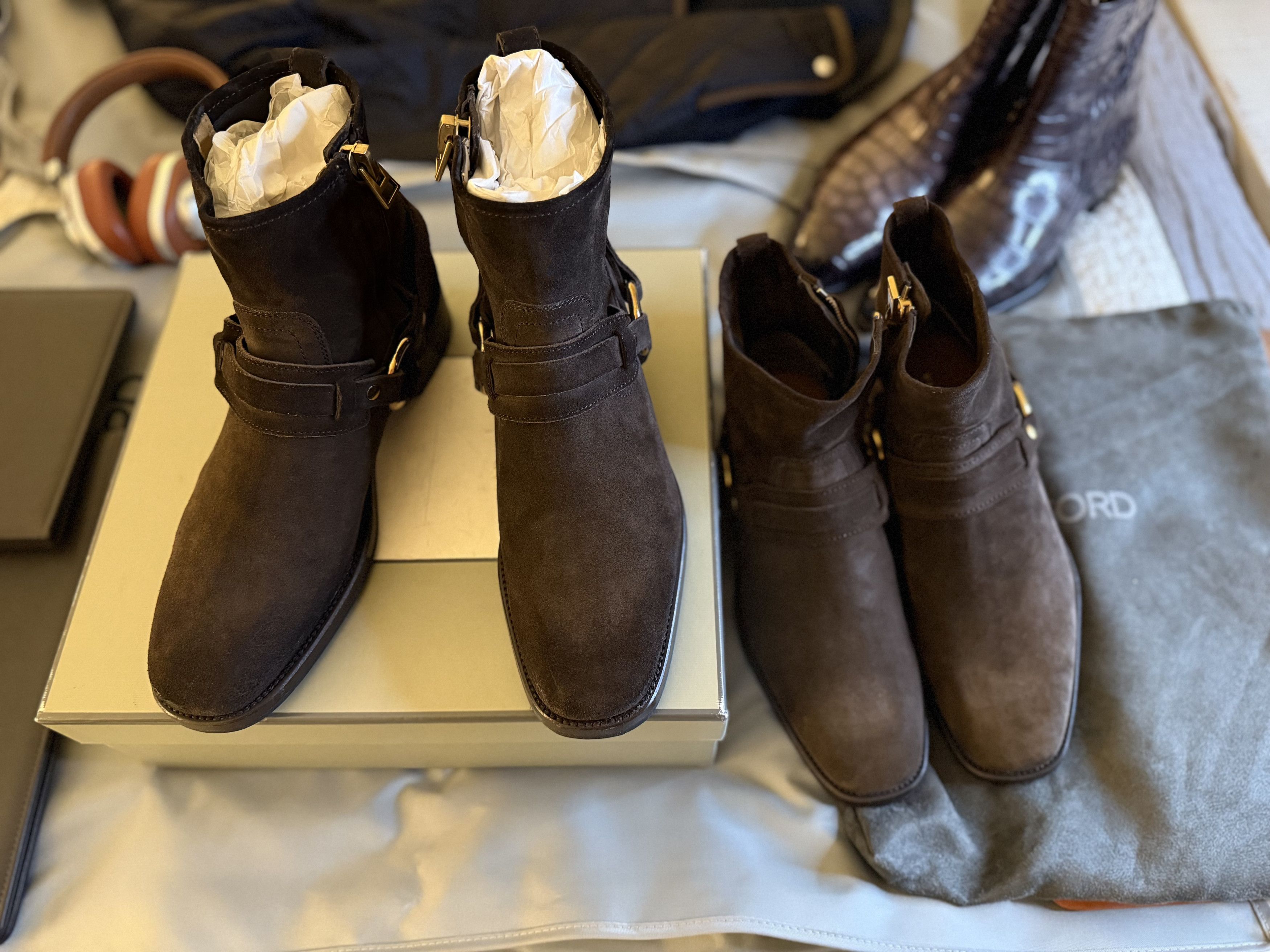 Tom Ford Best Dressed RARE $2,150 w/Tax TOM FORD Suede Harness Boots Size US 10.5 / EU 43-44 - 17 Thumbnail