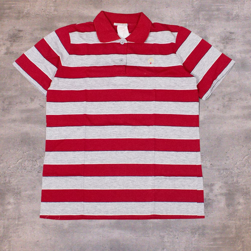 Vintage Vintage 1980s Mcdonalds Red And Grey Striped Polo Size US M / EU 48-50 / 2 - 1 Thumbnail