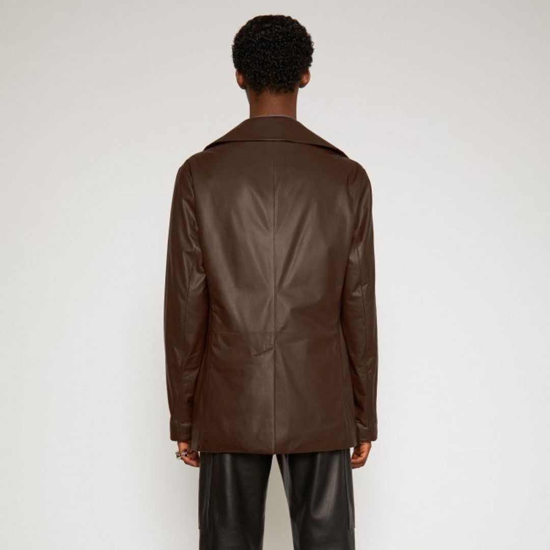 Acne Studios Acne Studios Padded Leather Suit Jacket Dark Brown Size US M / EU 48-50 / 2 - 2 Thumbnail