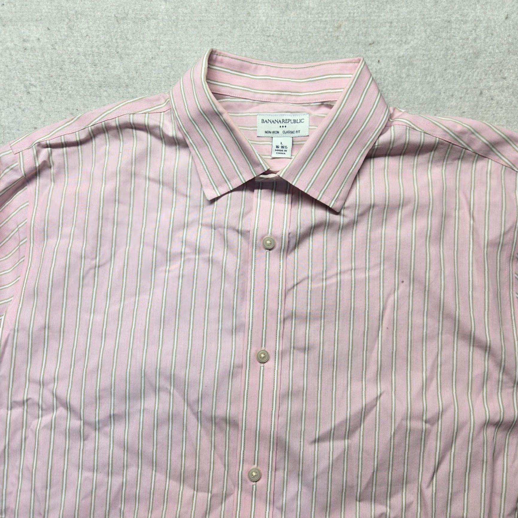 Banana Republic Banana Republic Shirt Striped Pink Button-Up Long Sleeve Mens L 16-16.5 Size 42R - 2 Thumbnail