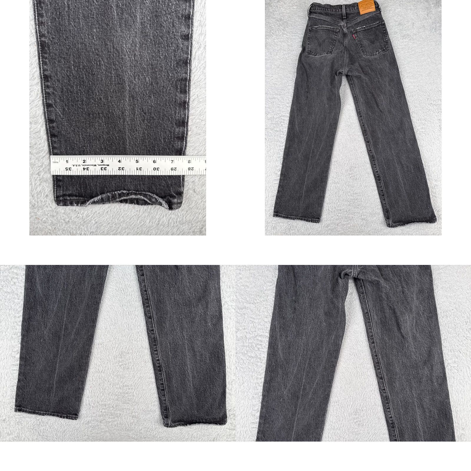 Levi's Levis Premium Jeans Women 25 Black Distressed Big E Ribcage Straight Ankle 24x25 Jeans Womens Black Distressed 25 Levi's Straight Retro 5-Pocket Size 42" / US 20 - 10 Thumbnail