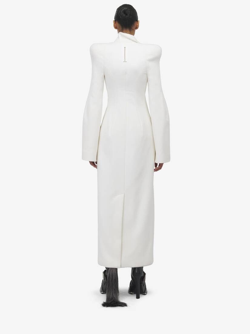Alexander McQueen o1srvl11e0326 Moulded Shoulder Double-Breasted Coat in White Size XL / US 12-14 / IT 48-50 - 4 Thumbnail