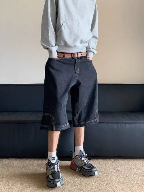 VIBE Inverted Denim Jorts Vintage Style Baggy Hip Hop Party Size US 32 / EU 48 - 2 Thumbnail