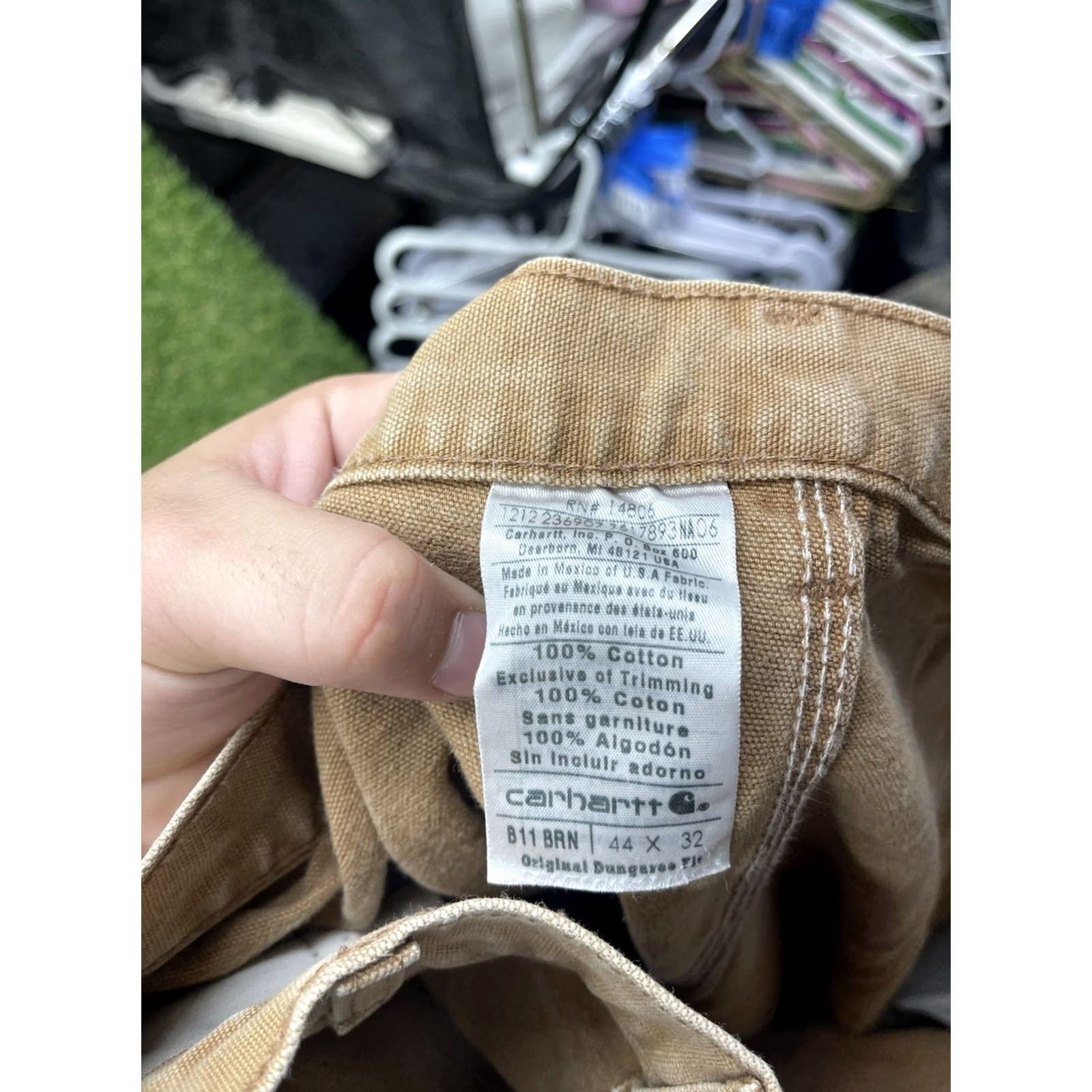 Carhartt Carhartt Pants Mens 44x32 Brown Duck Canvas Cotton Loose Fit Carpenter Khaki Casual Jeans Straight 5-Pocket Mens Regular Brown Carhartt B17 Size US 44 / EU 60 - 5 Thumbnail