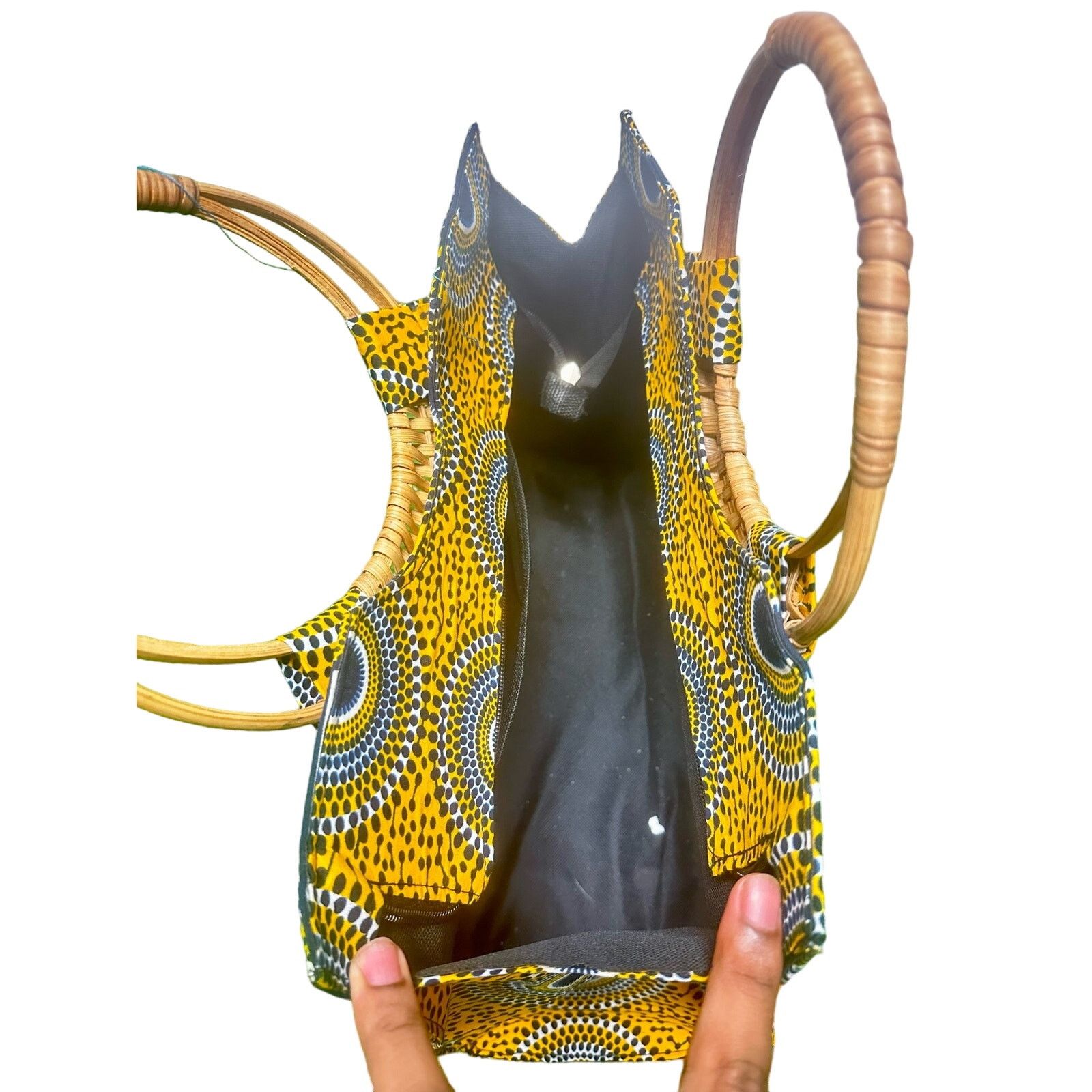 Other Yellow African print handbag with bamboo wristlets Size ONE SIZE - 3 Thumbnail