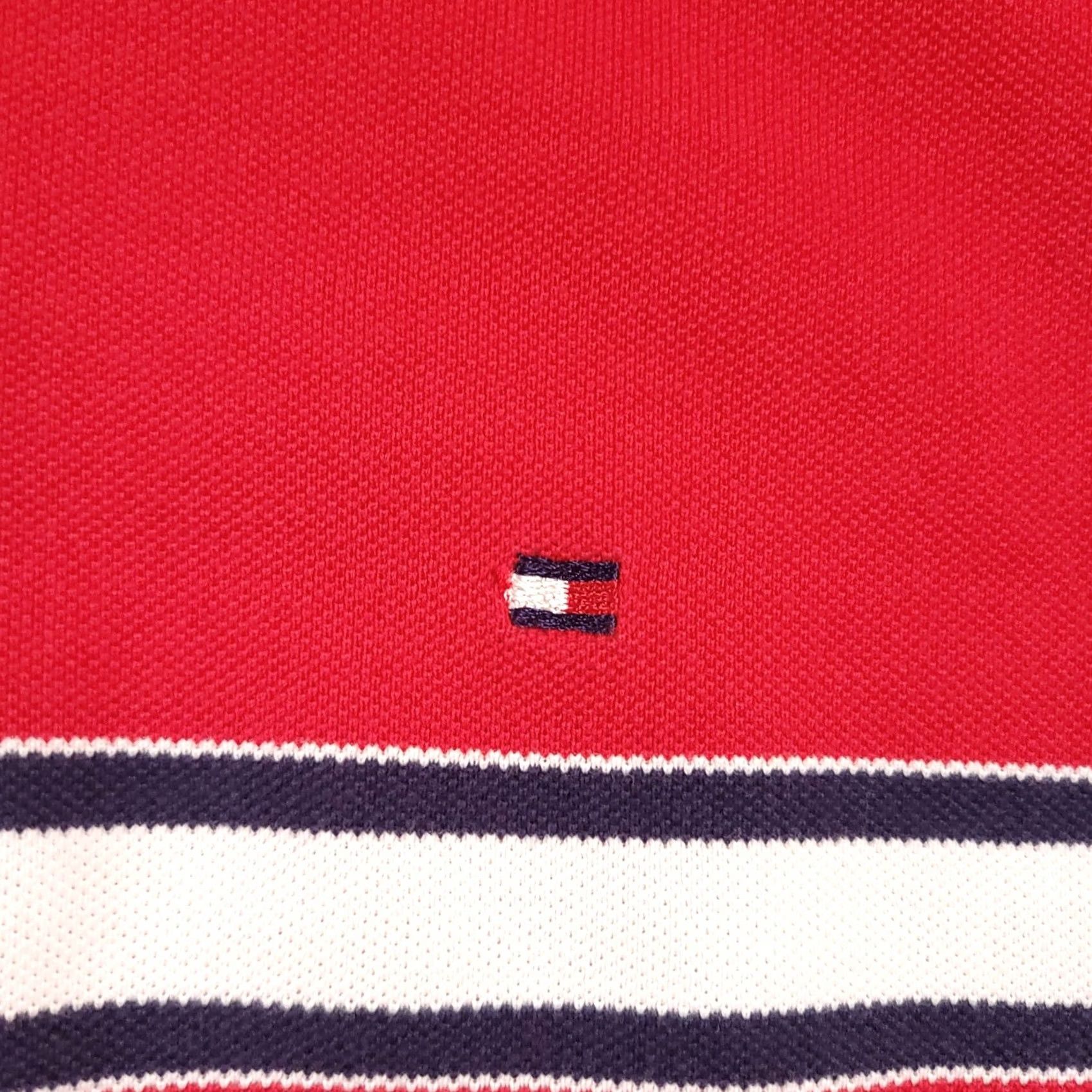 Tommy Hilfiger VINTAGE Tommy Hilfiger Polo Shirt Mens Medium Red White Stripe Red Logo Golf Size US M / EU 48-50 / 2 - 4 Thumbnail