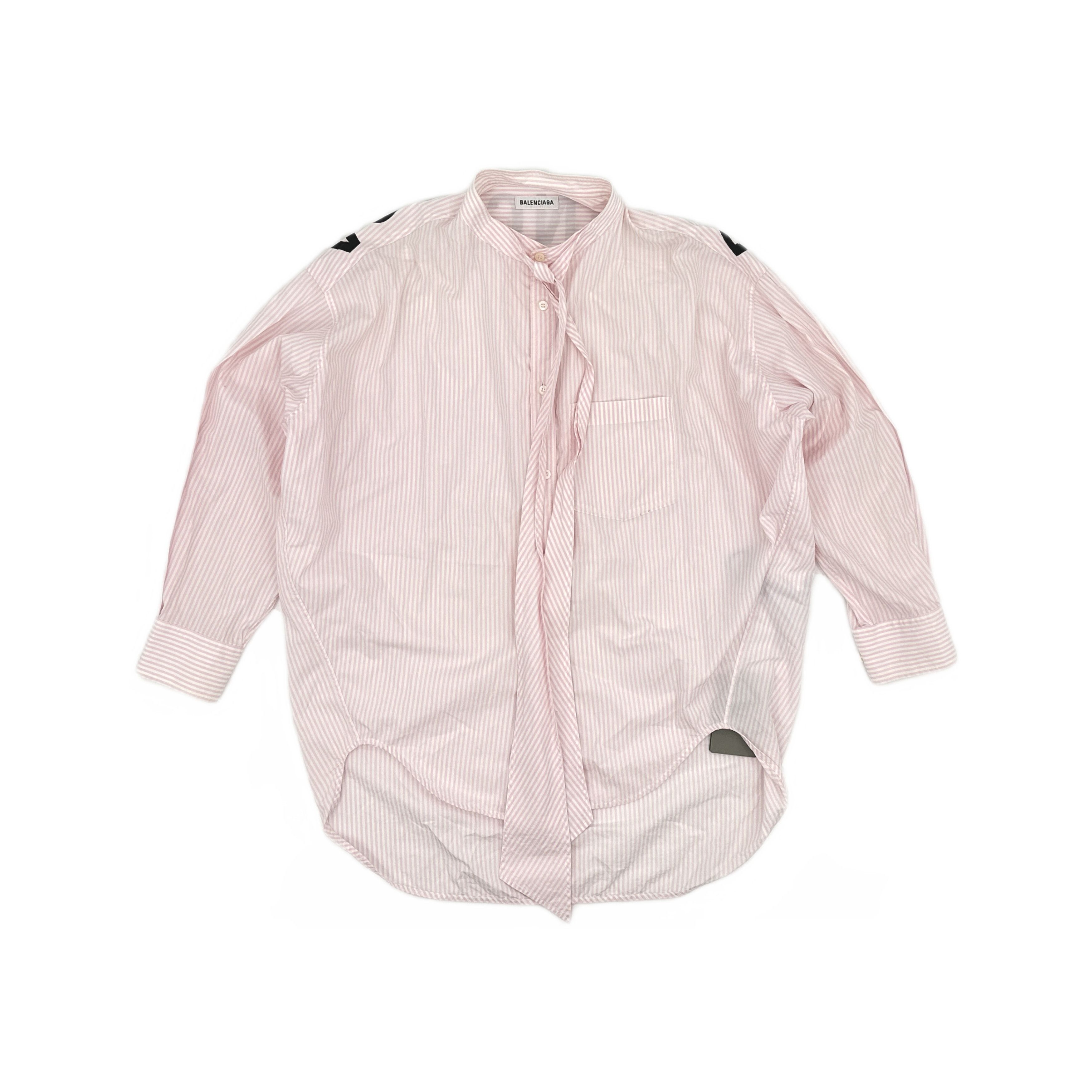 Balenciaga Balenciaga Striped Back Logo Button Up Shirt Size 34 Size XXS / US 00 / IT 34 - 1 Thumbnail