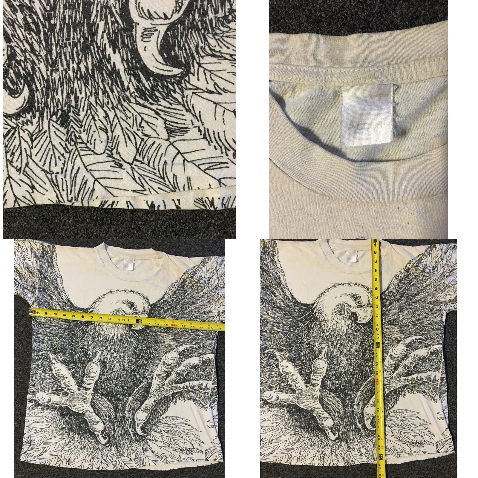 Vintage VINTAGE 90s Eagle All Over Print Faded Shirt S USA Single Stitch Nature Animal Art Grunge Biker Shirt Size US S / EU 44-46 / 1 - 8 Thumbnail
