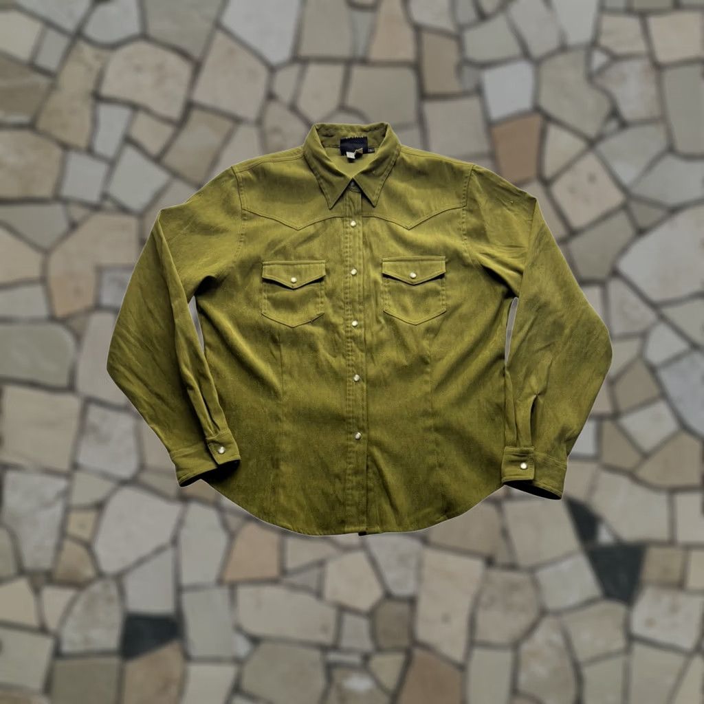 Olive VTG Five Star Olive Western Style Button-Up Shirt L Polyester/Spandex Long Sleeve Mens Mens L Olive Western Button-Up Shirt Size US L / EU 52-54 / 3 - 1 Thumbnail
