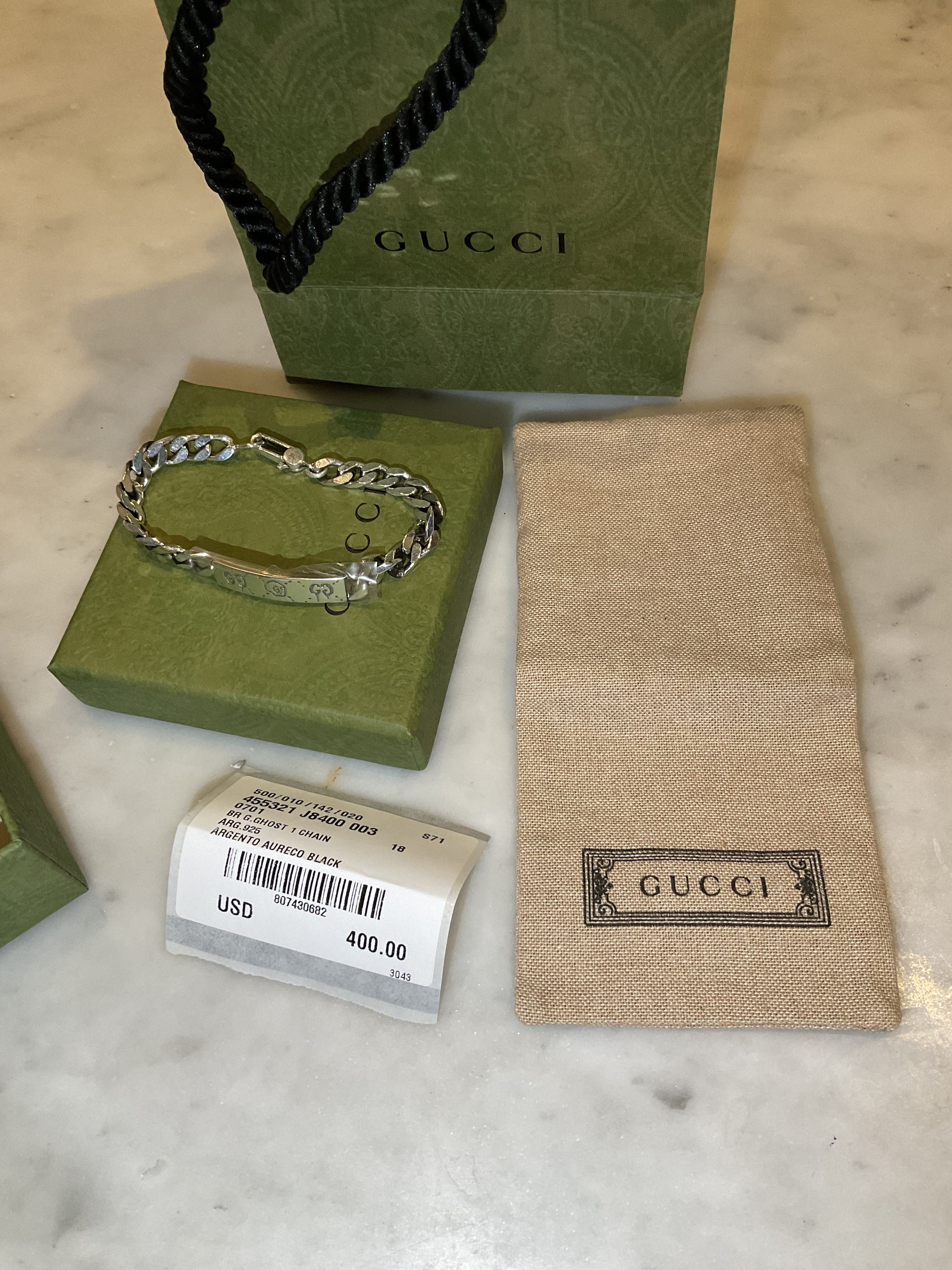 image of Gucci Ghost Bracelet in Silver, Men's