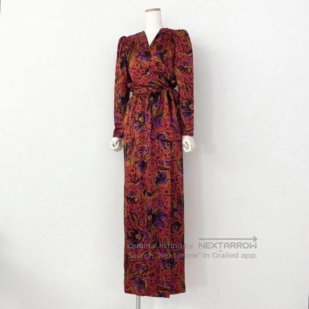 Saint Laurent Paris Yves Saint Laurent 90s Silk Floral Long Dress. Size XS / US 0-2 / IT 36-38 - 1 Thumbnail