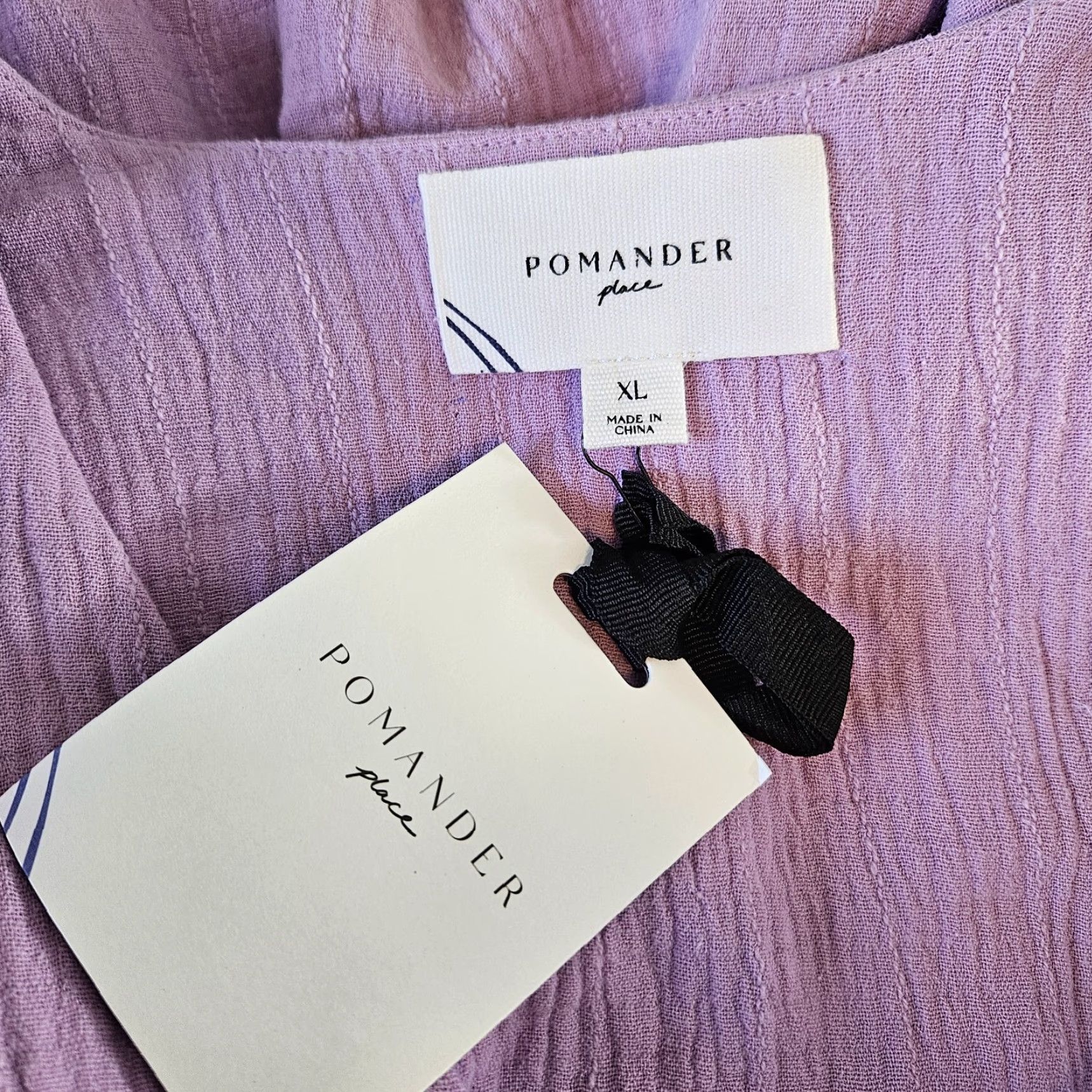Vintage Pomander Place Womens Millie Dress Sz XL Lavender Pockets Mini 3/4 Sleeve V-Neck Cotton Pullover Size XL / US 12-14 / IT 48-50 - 5 Thumbnail